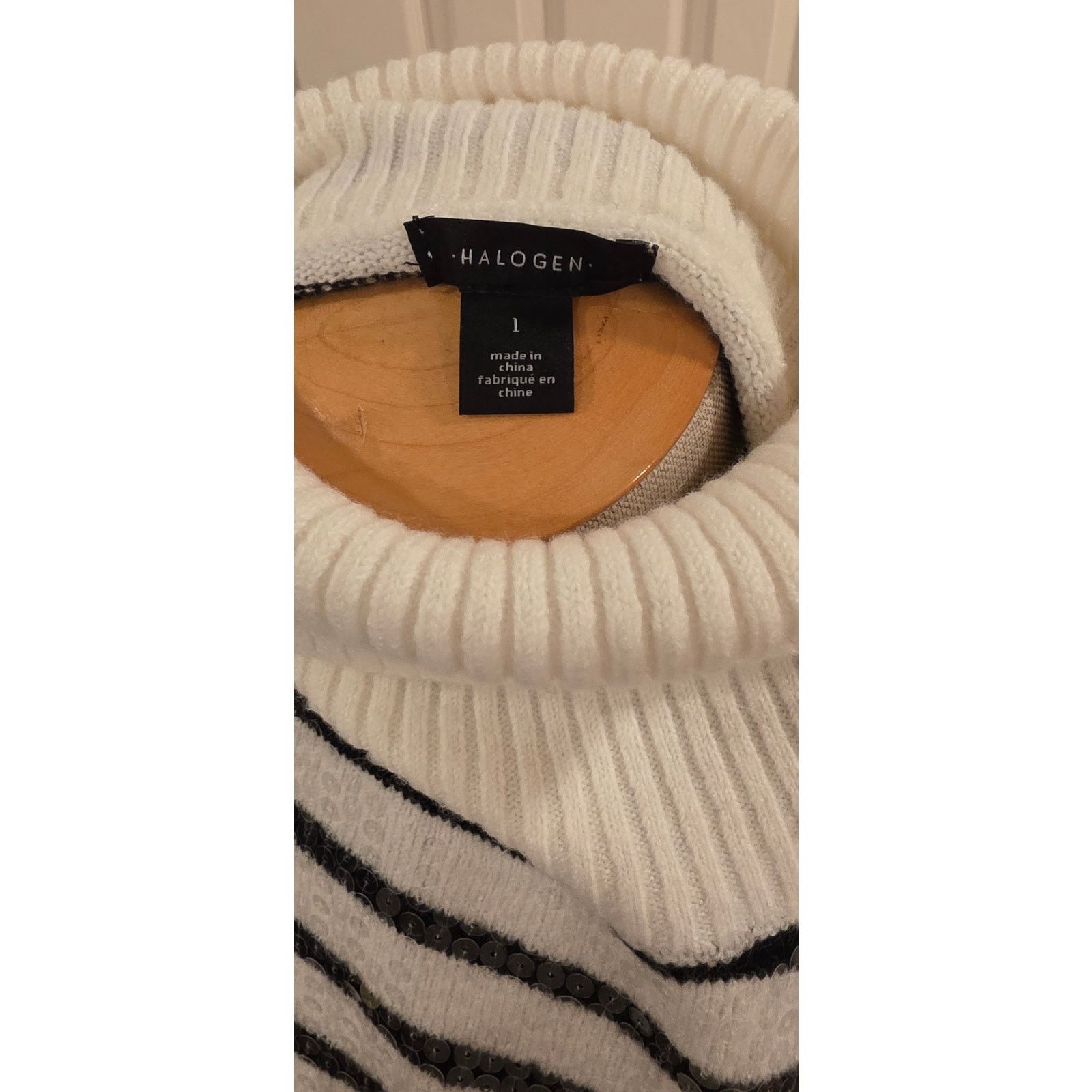 Nordstrom Nordstrom Halogen Striped Sequin Turtleneck NWT Size L Size L / US 10 / IT 46 - 6 Thumbnail