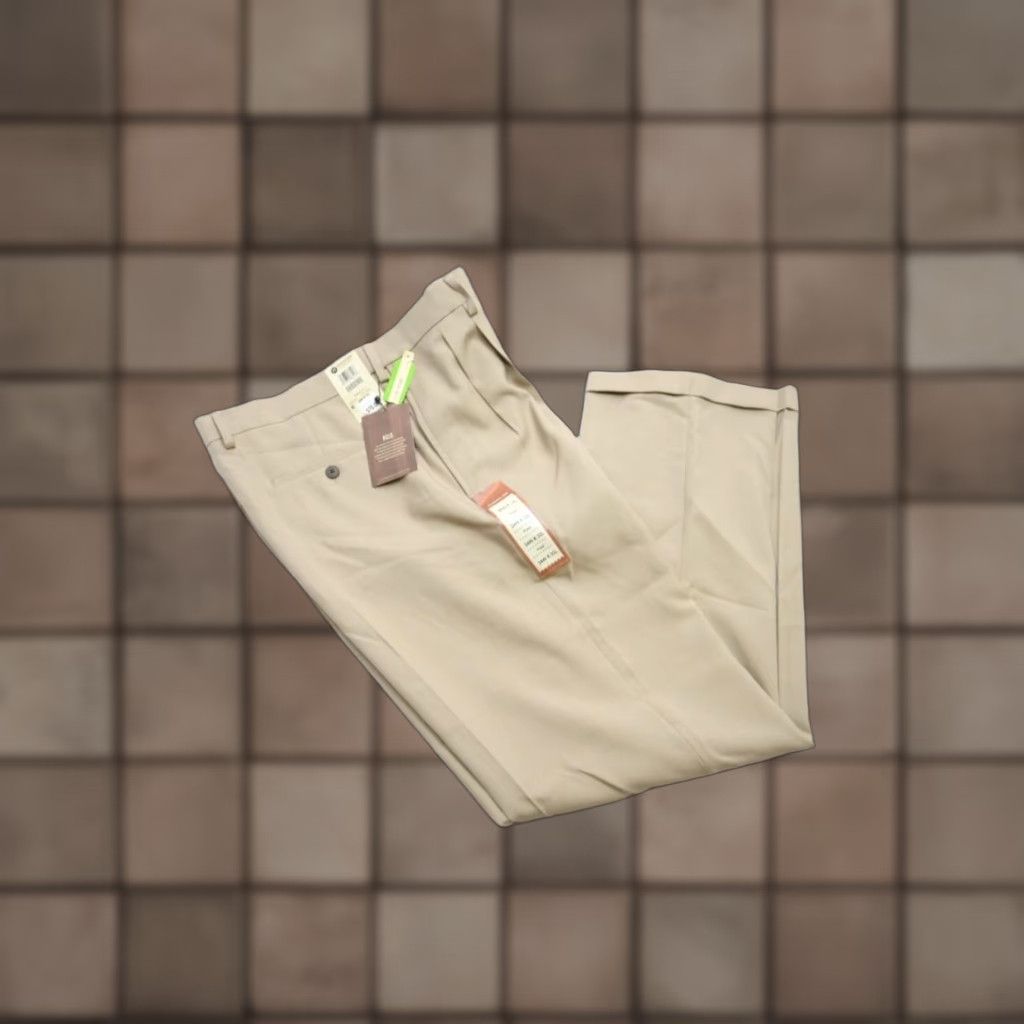 Haggar Dress Pants Performance Classic Fit Flex Beige Mens Size 34 x 32 NWT