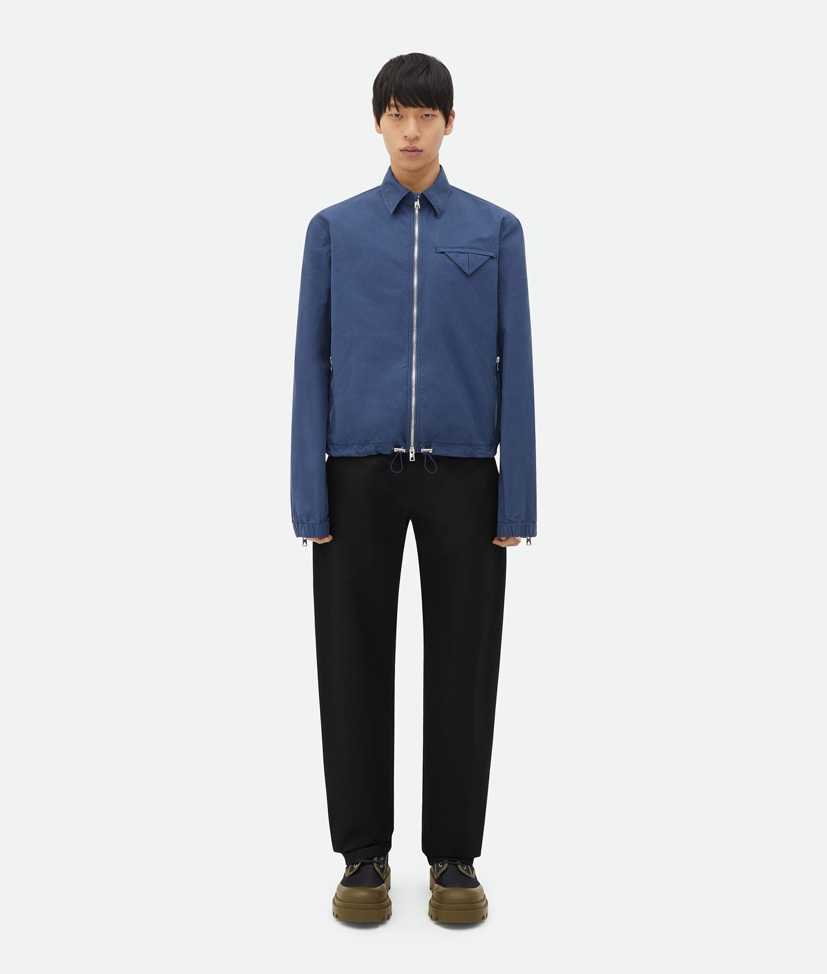 Bottega Veneta o1w1db10525 Compact Cotton Jacket in Cruise Blue Size US XS / EU 42 / 0 - 1 Thumbnail