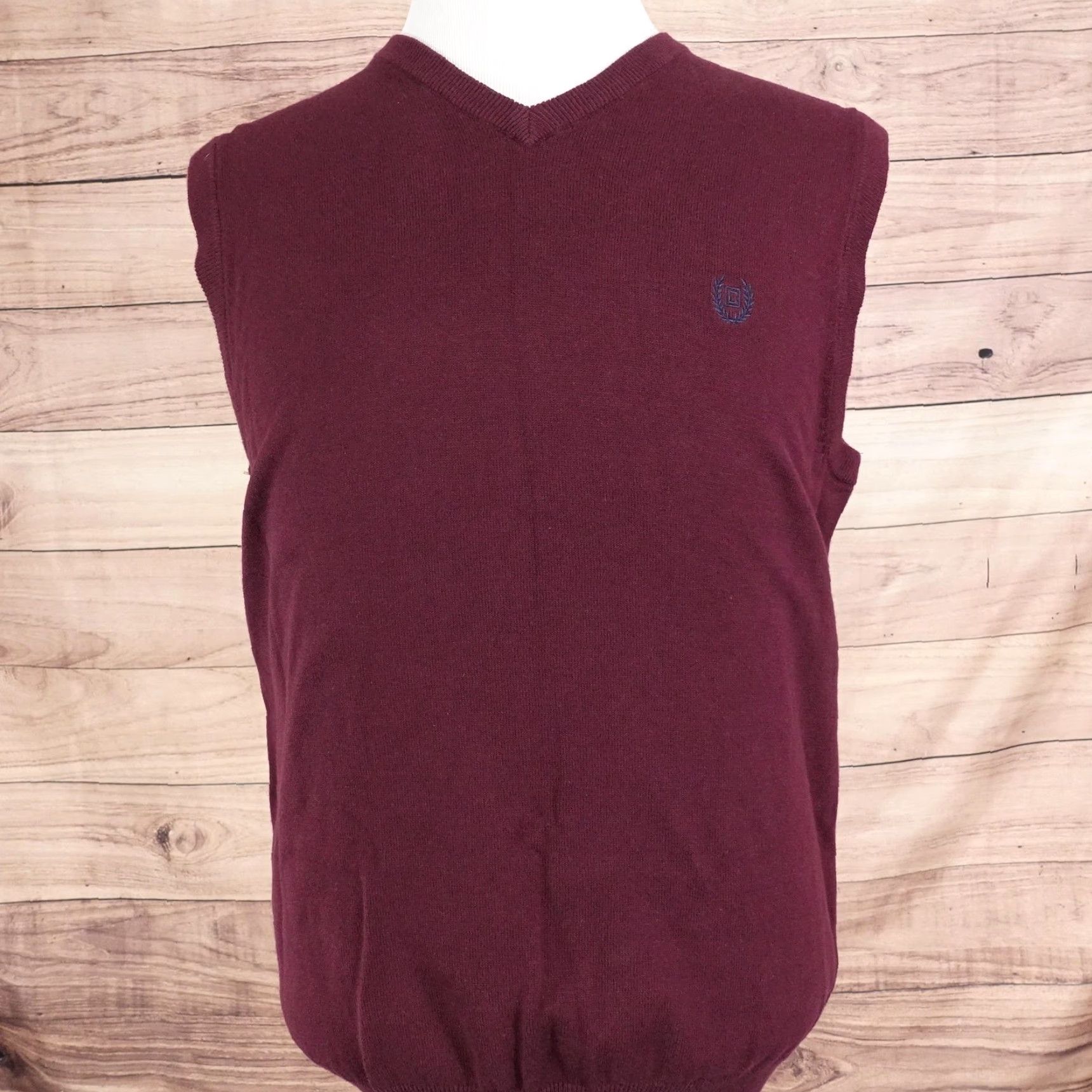 Chaps VINTAGE CHAPS Sweater Vest Shirt Mens Medium Burgundy V-Neck Cotton Embroidered Crest Logo 1978 Men Size US M / EU 48-50 / 2 - 3 Thumbnail