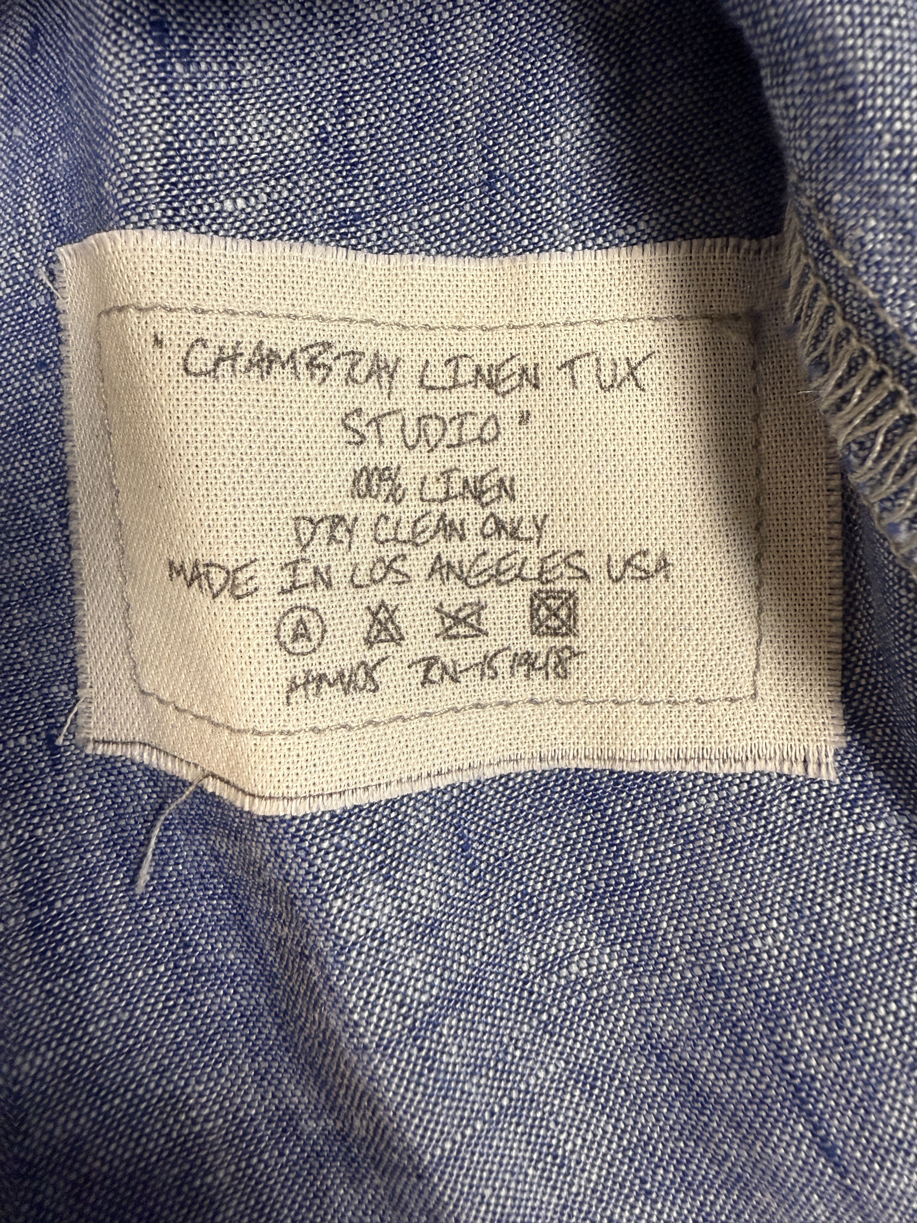 Greg Lauren $950 Greg Lauren Chambray Linen Tux Studio Jacket Size US L / EU 52-54 / 3 - 6 Thumbnail
