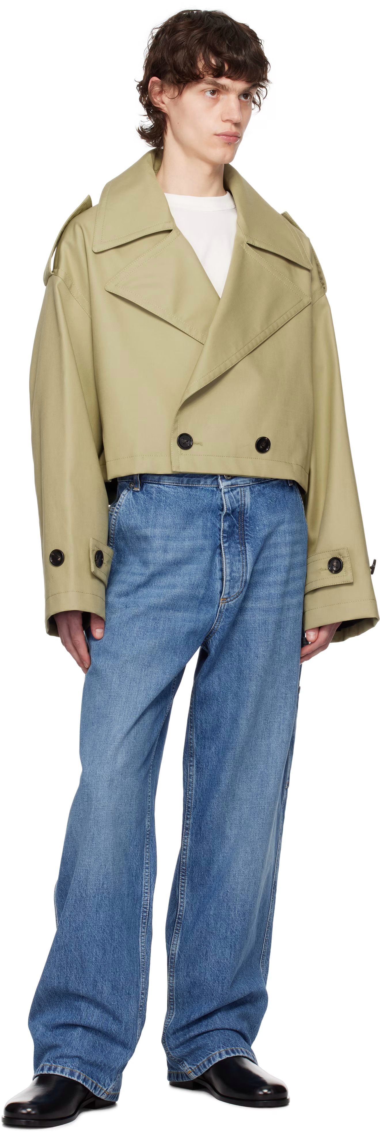 Bottega Veneta Fine Compact Cotton Twill Cropped Trench Coat Size US S / EU 44-46 / 1 - 2 Thumbnail