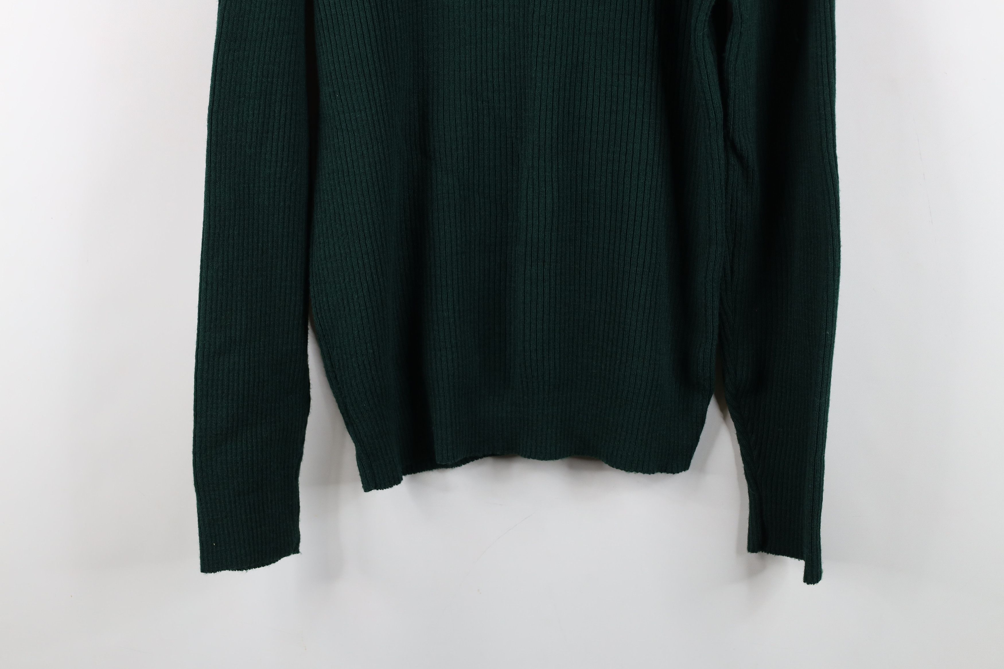 Vintage Vintage 70s Streetwear Ribbed Knit Turtleneck Sweater Green Size L / US 10 / IT 46 - 3 Thumbnail