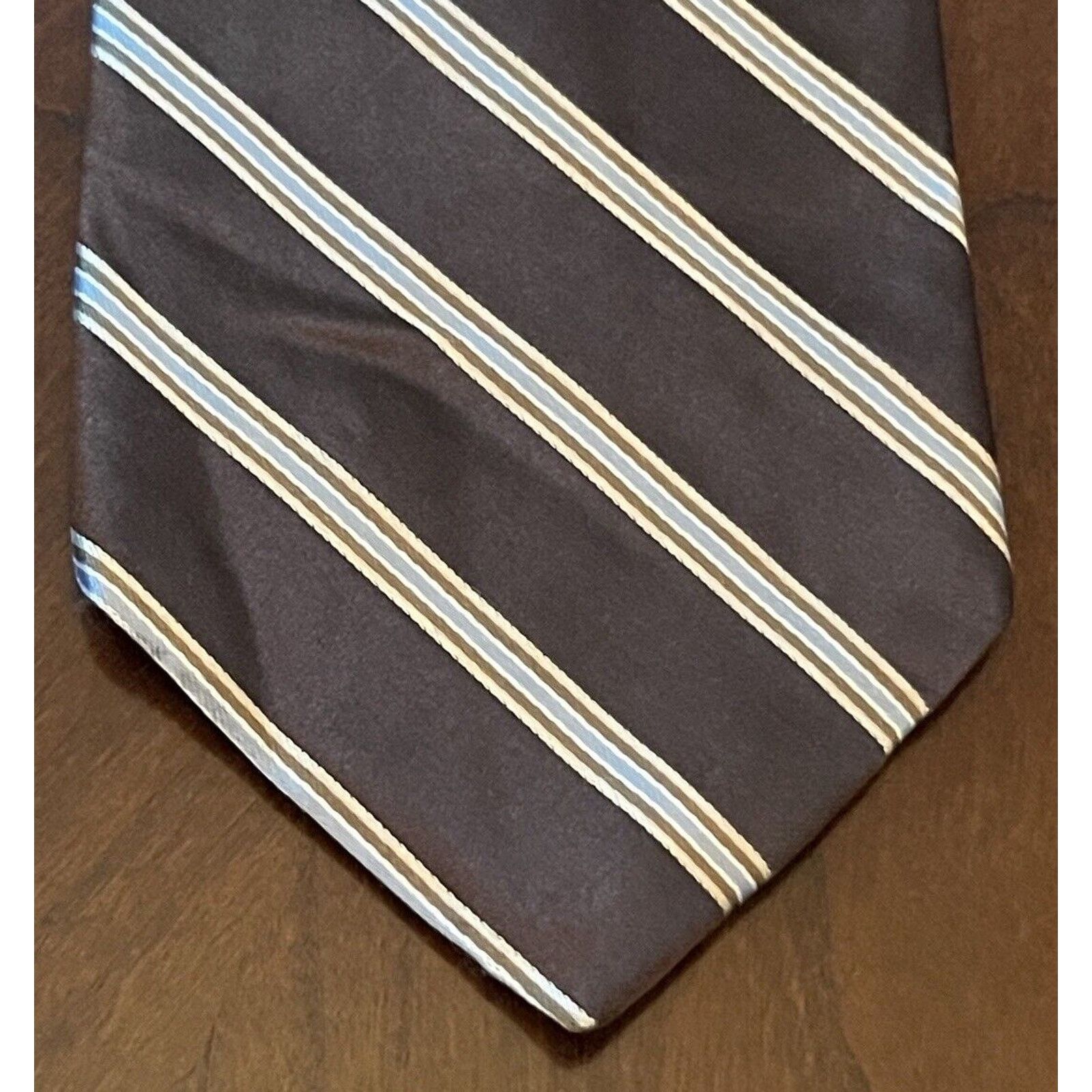 DKNY Dkny Brown Blue 100% Silk Men’s Neck Tie Made In USA Size ONE SIZE - 1 Thumbnail