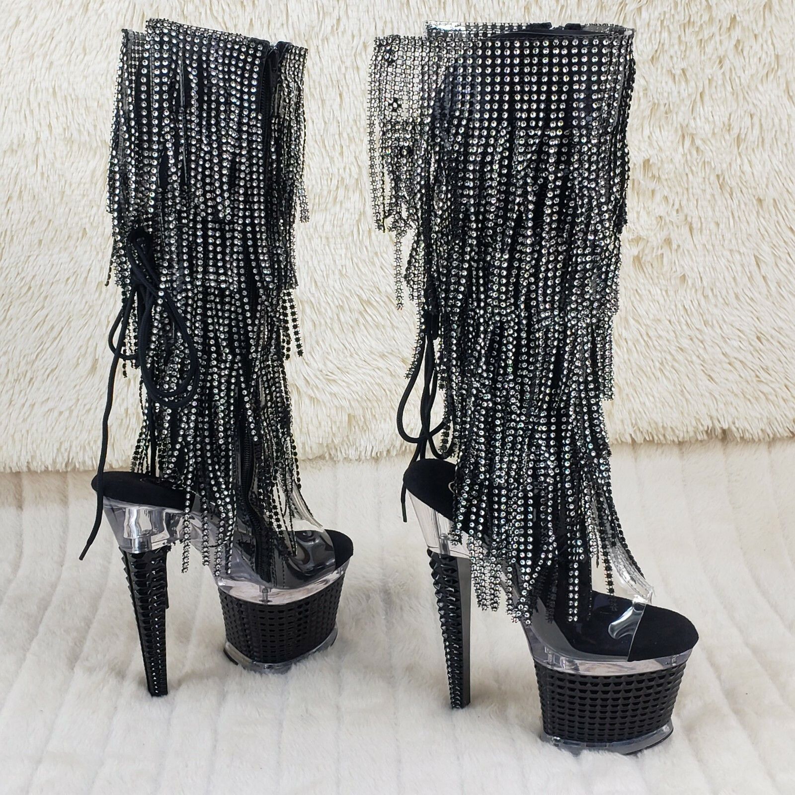 Other Spectator 2017 Black Fringe Platform 7" High Heel Fringe Kne Size US 7 / IT 37 - 5 Thumbnail