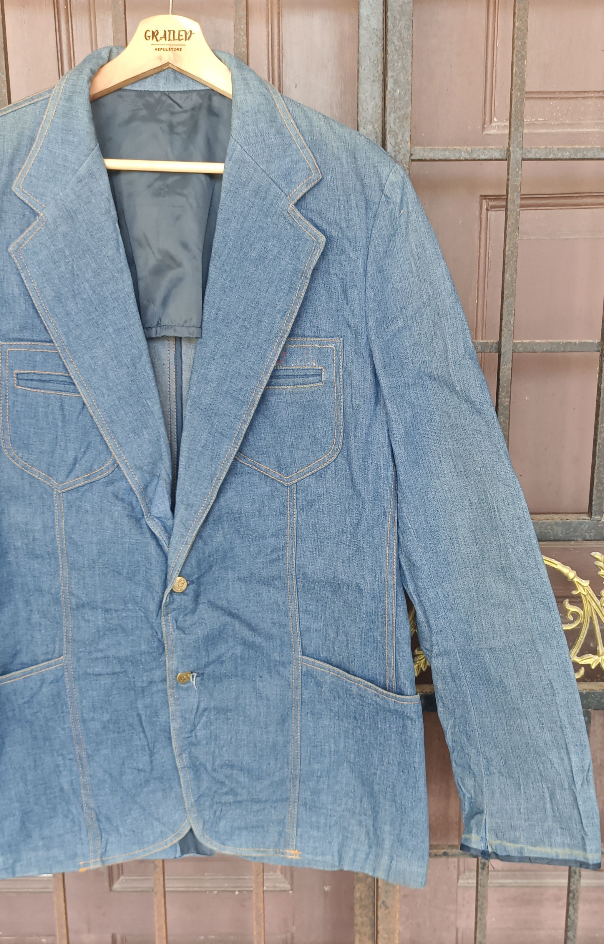 Lee Rare🔥🔥 70s Lee Denim Men Blazer Size US M / EU 48-50 / 2 - 5 Thumbnail