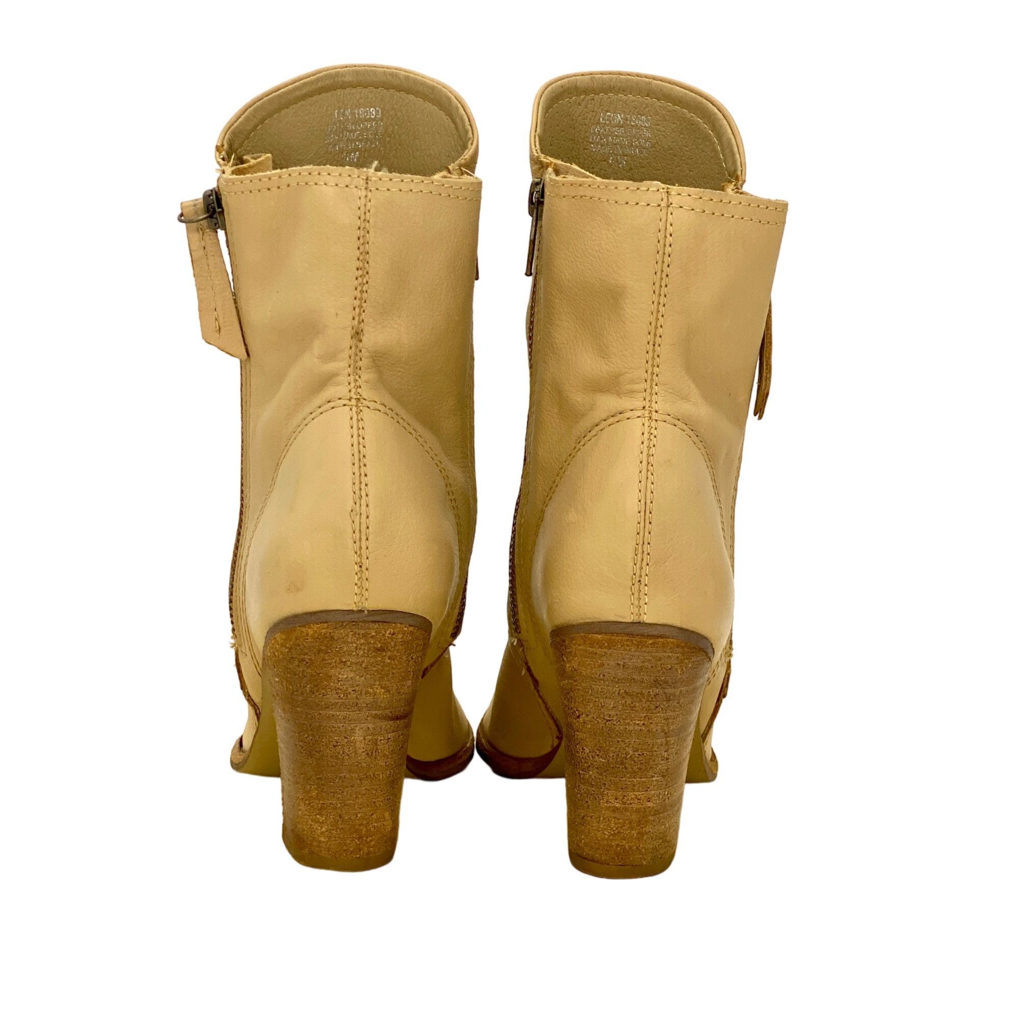 Matisse Matisse Beige Natural Leather Leon Mid-Calf Peep Toe Block H Size US 6 / IT 36 - 5 Thumbnail