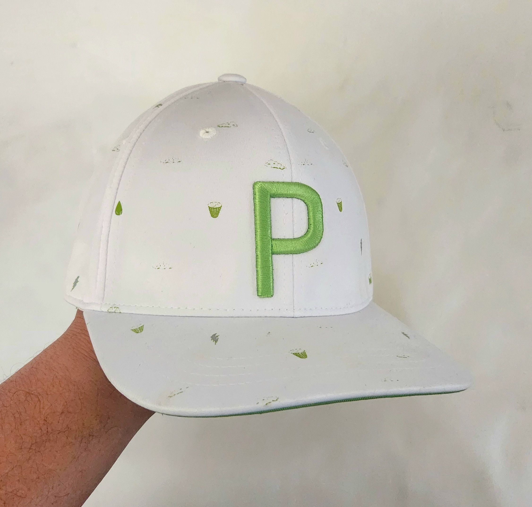 Puma Puma Sample Yupoong AOP Golf Hat Cap white lime Green snap Size ONE SIZE - 5 Thumbnail