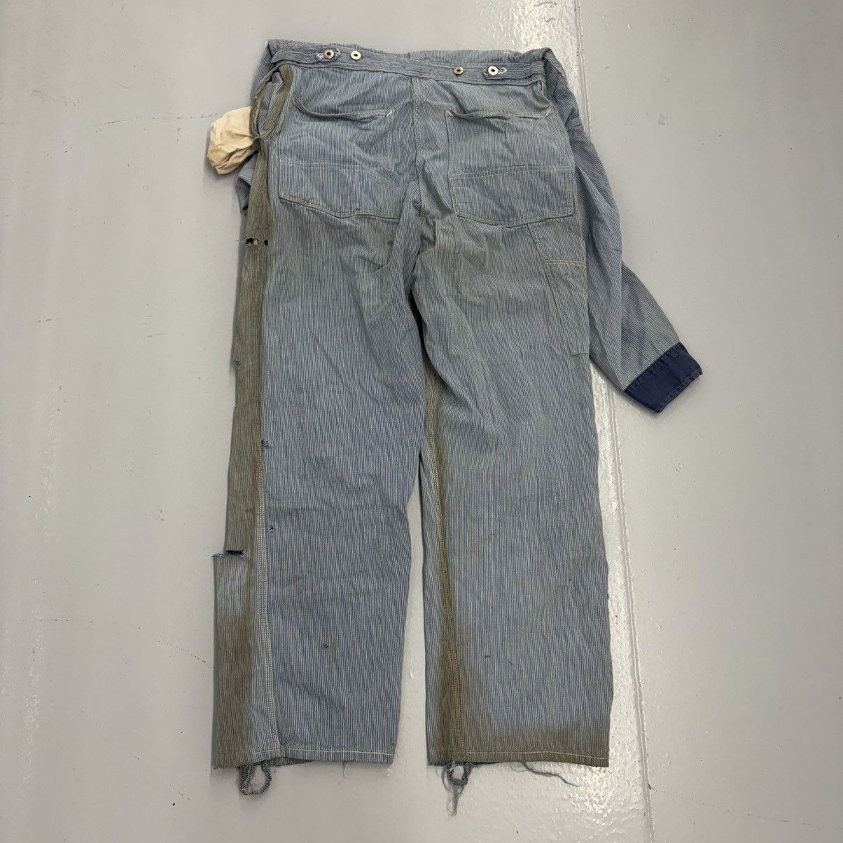 Other Vintage 50s Esso Hickory Stripe Workwear Distressed Coverall Size US 34 / EU 50 - 3 Thumbnail