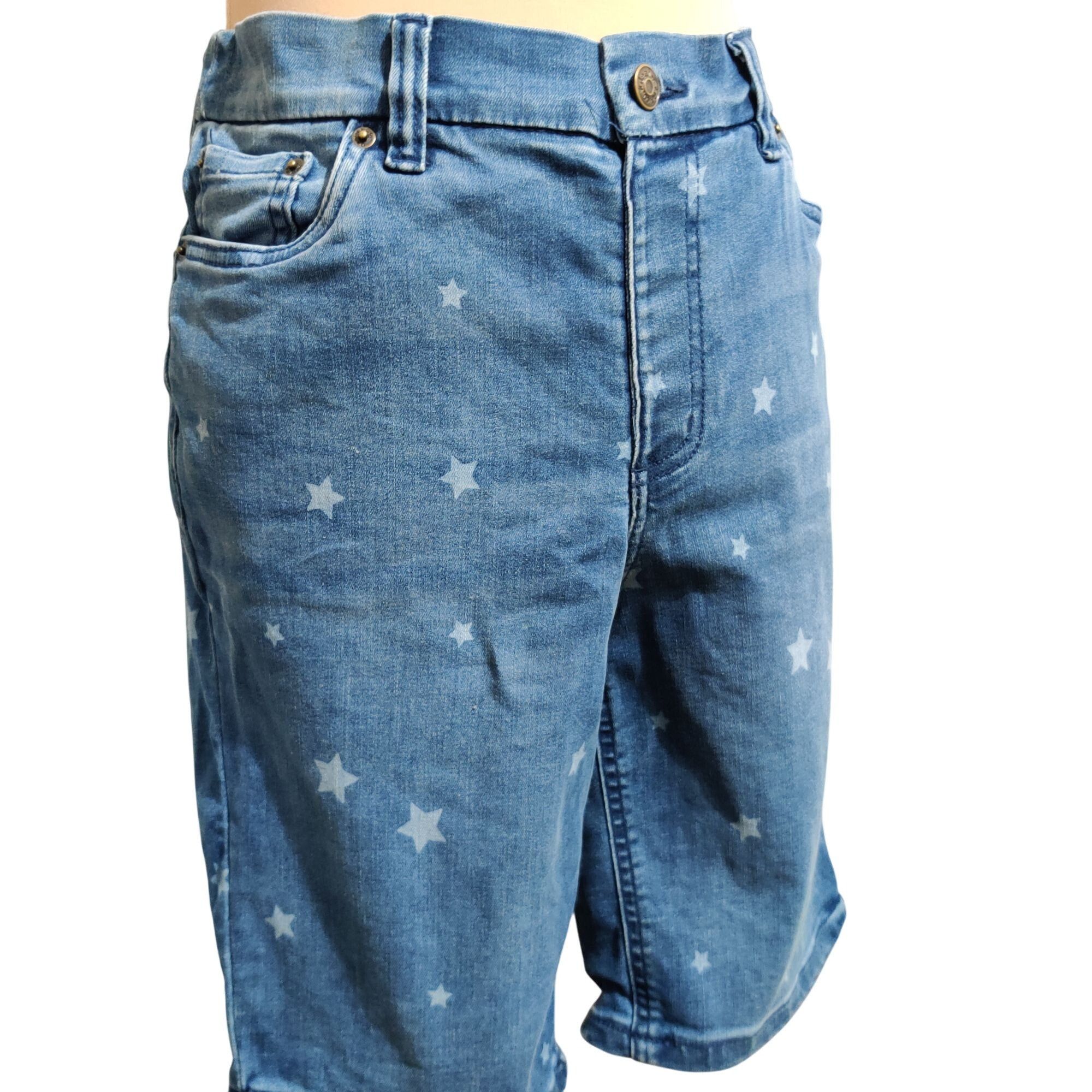 Other D&Co Denim & Co 12 Star Print Jean Shorts Mid Wash Blue Deni Size 34" / US 12 / IT 48 - 2 Thumbnail