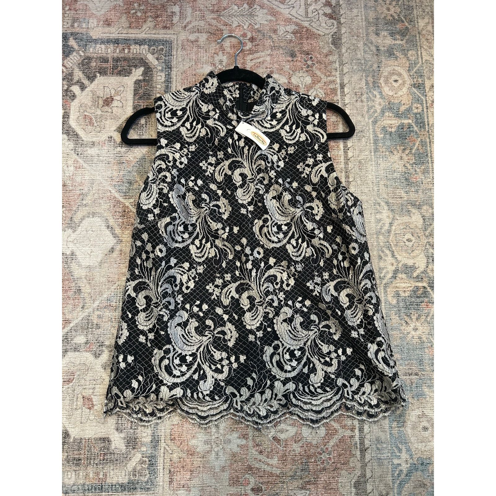 Talbots Talbots NWT Black Lattice Lace High-Neck Blouse, Sz 10, $118 Size L / US 10 / IT 46 - 1 Thumbnail