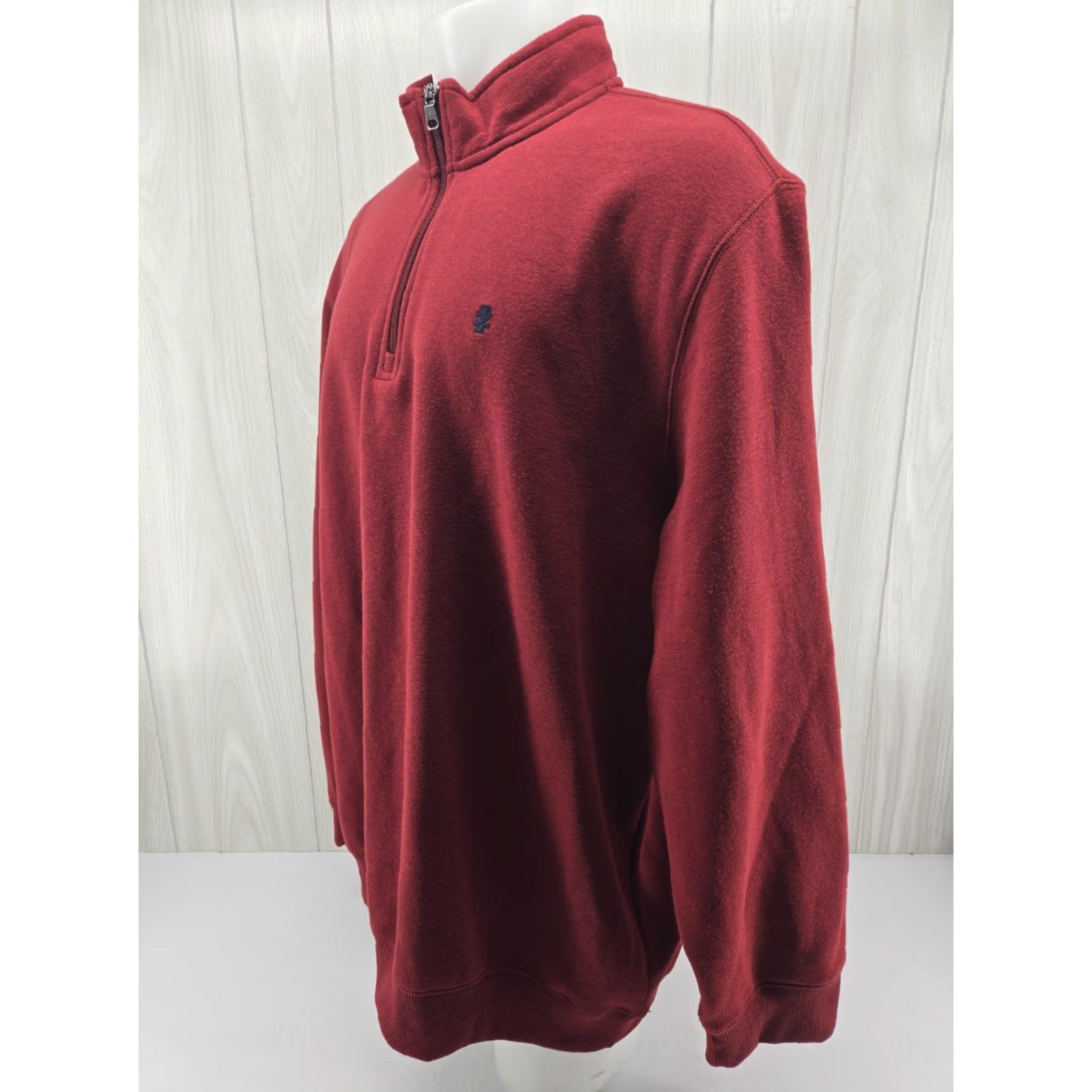 Izod VINTAGE Izod Sweater Mens 2XLT Tall Advantage 1/4 Zip Fleece Pullover Knit Mock Neck Red Cotton Polyester Solid 80s 90s Mens Size US XXL / EU 58 / 5 - 3 Thumbnail