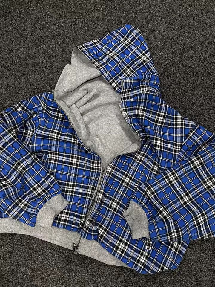 Japanese Brand Plaid Print Reversible Hoodie Size US S / EU 44-46 / 1 - 3 Thumbnail