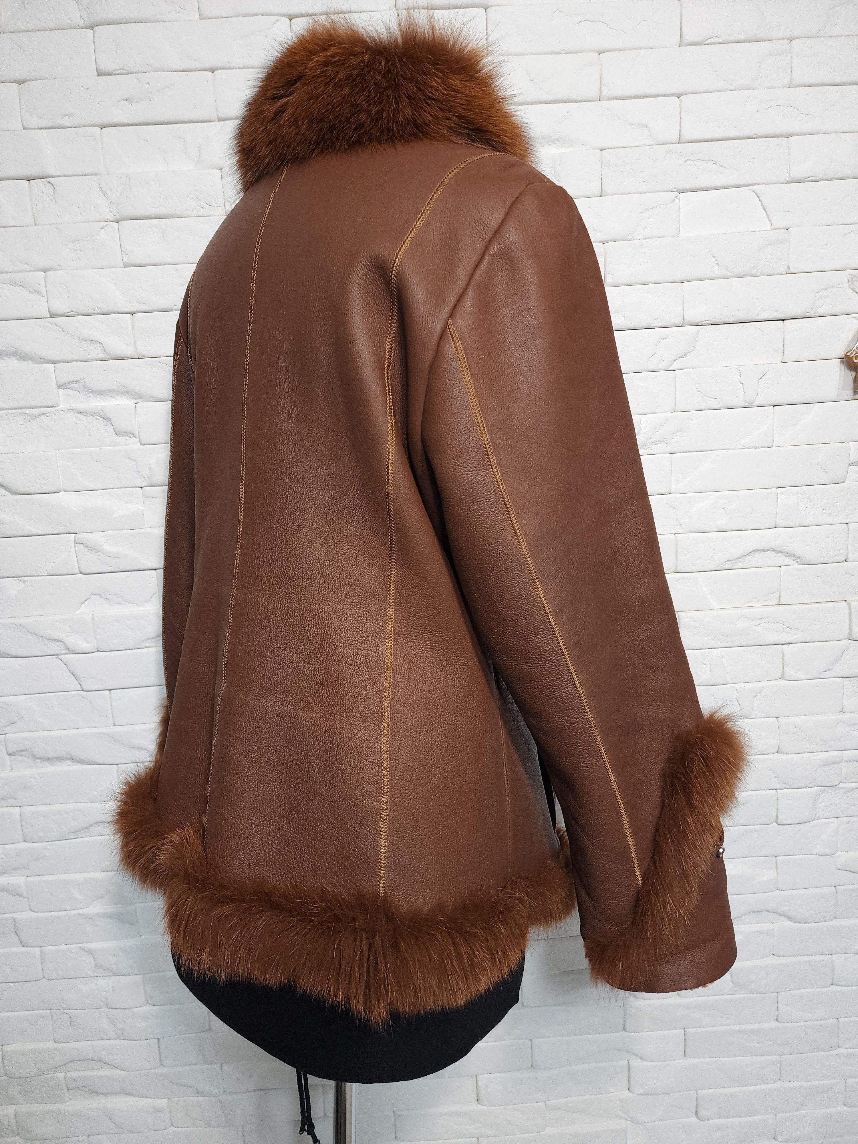 Furla Brown Sheepskin Coat: Women's Jacket Size L / US 10 / IT 46 - 6 Thumbnail