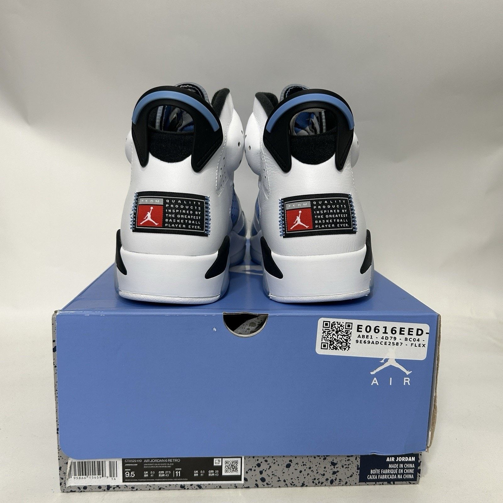 Jordan Brand Nike Air Jordan 6 Retro “UNC/University Blue White Black” Size US 9.5 / EU 42-43 - 4 Thumbnail