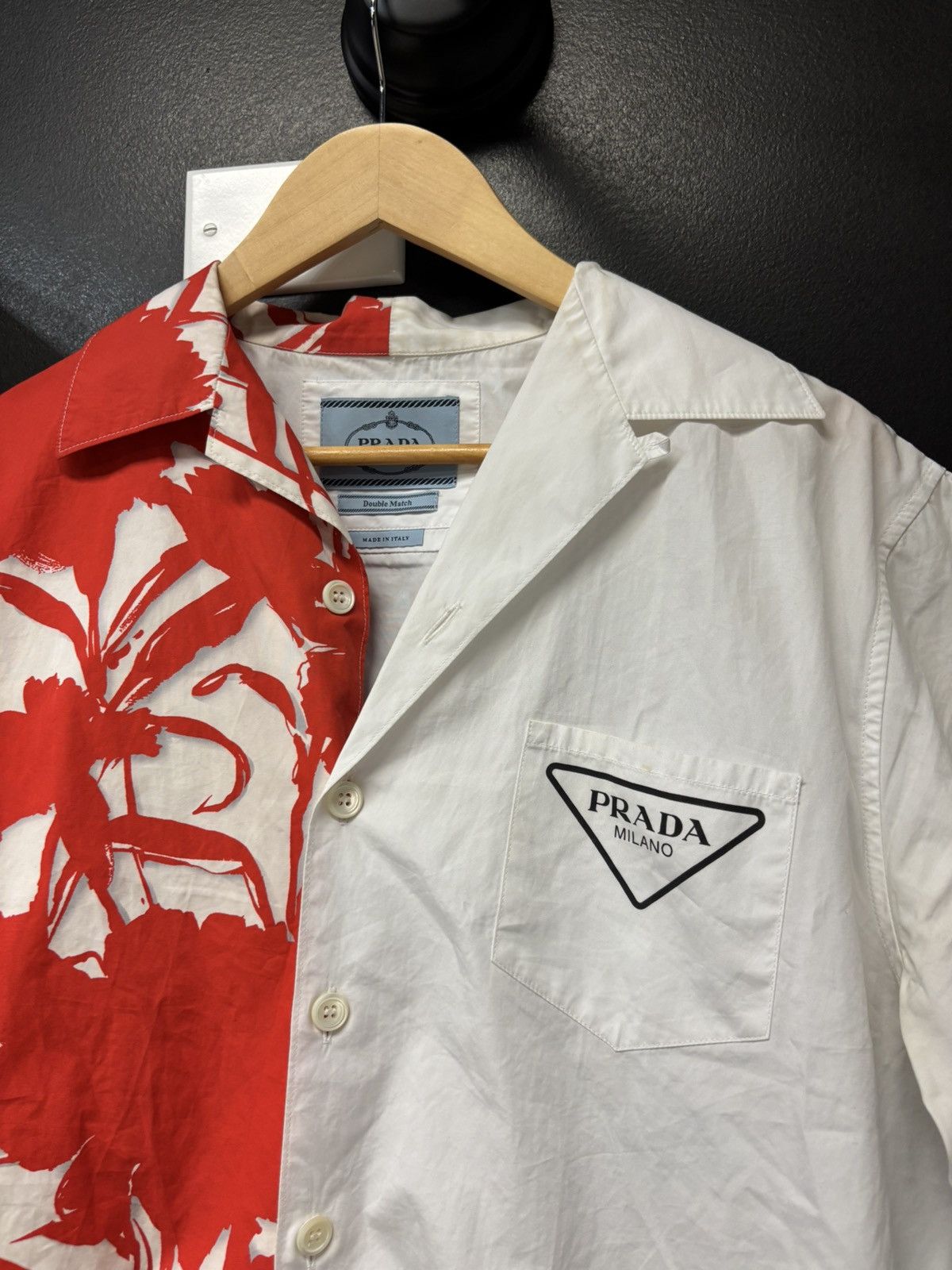 Prada Prada Double Match shirt red white Size US M / EU 48-50 / 2 - 2 Thumbnail