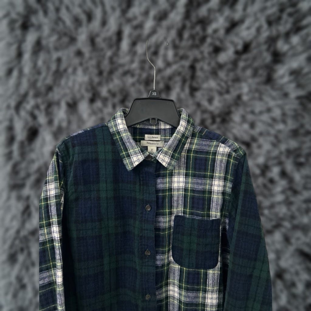 Vintage VINTAGE this item is not; LL Bean Flannel Shirt Womens M Green Scotch Plaid Button Down Pocket L/S 505158 Size M / US 6-8 / IT 42-44 - 1 Thumbnail