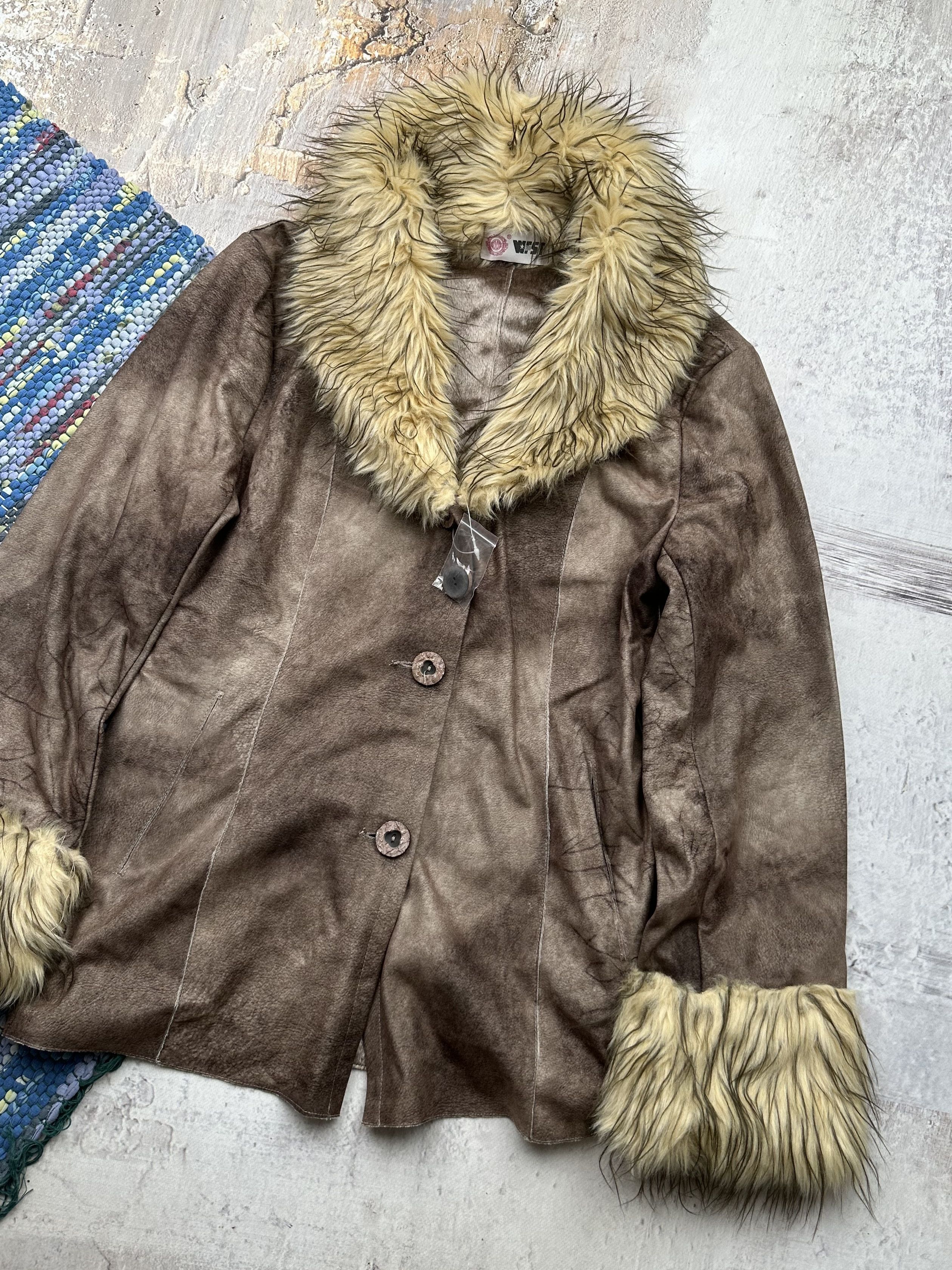 Japanese Brand Vintage Faded Coat With Faux Fur Details D15A722(480) Size M / US 6-8 / IT 42-44 - 3 Thumbnail