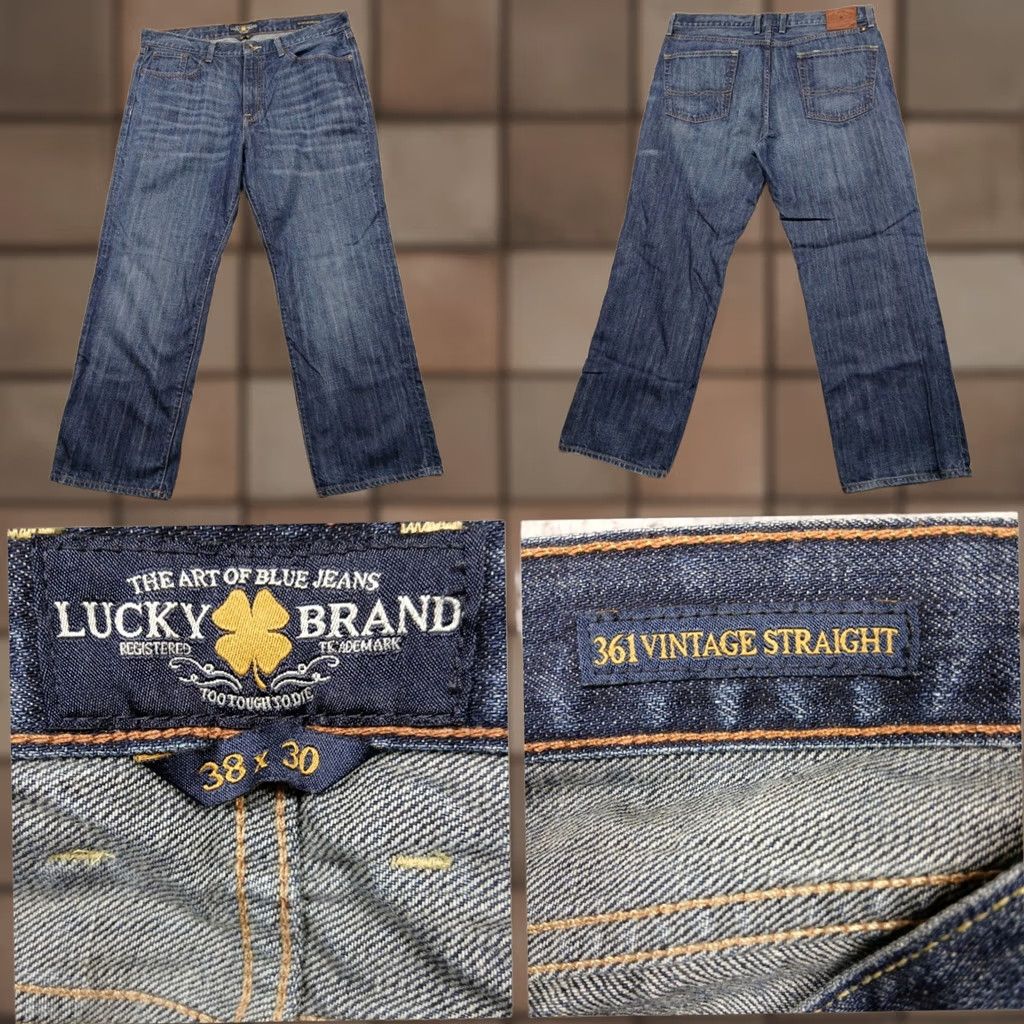 Lucky Brand Lucky Brand 361 Vintage Straight Jeans Mens 38x30 Dark Wash Denim Straight Jeans Men 38 Dark Blue Mens Jeans Size US 38 / EU 54 - 1 Thumbnail