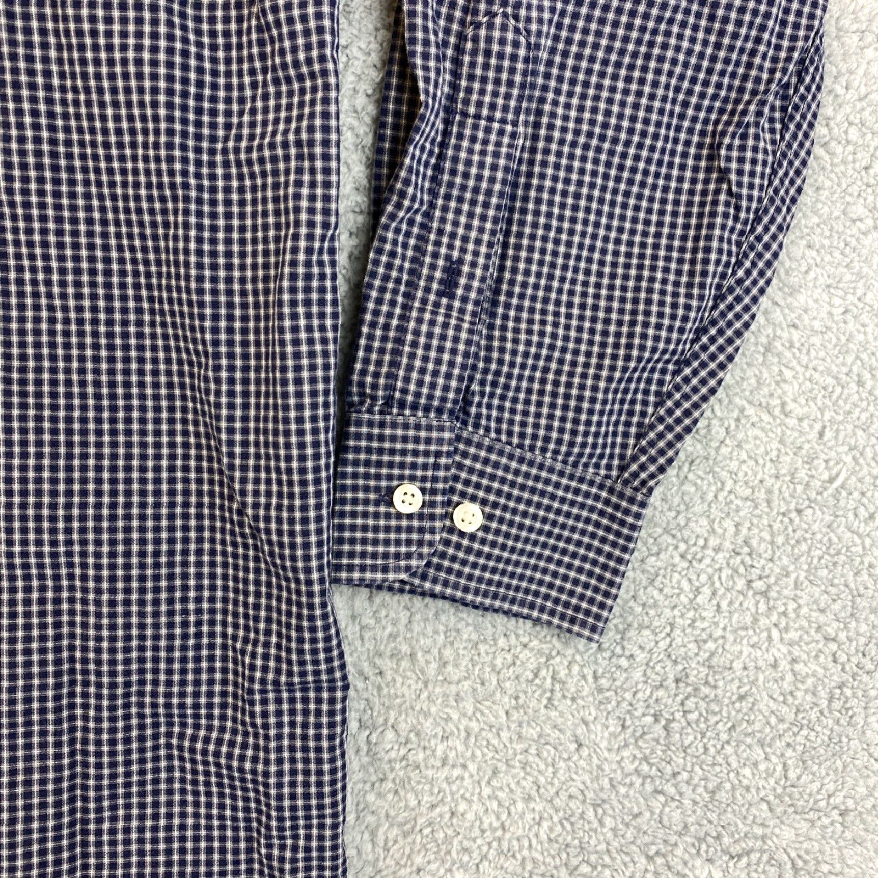 Chaps Jos A Bank Button-Down Long Sleeve Men's XL Black White Check Dress Shirt/ 44-28 Size 46R - 4 Thumbnail