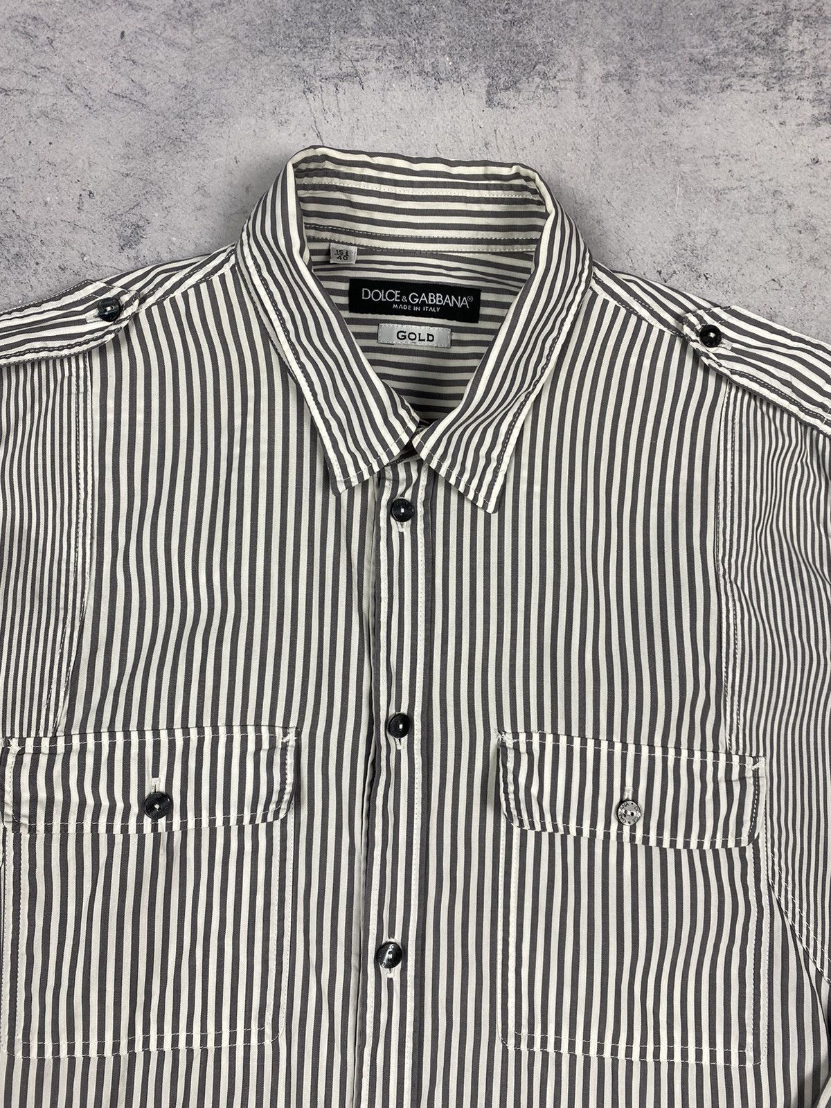 Dolce & Gabbana Dolce & Gabbana Gold Striped Button Up Long Sleeve Shirt Size US M / EU 48-50 / 2 - 6 Thumbnail