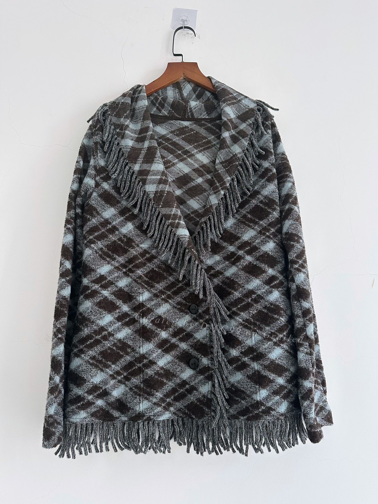 Issey Miyake Issey Miyake Haat Plaid Fringe Collar Coat Size M / US 6-8 / IT 42-44 - 1 Thumbnail