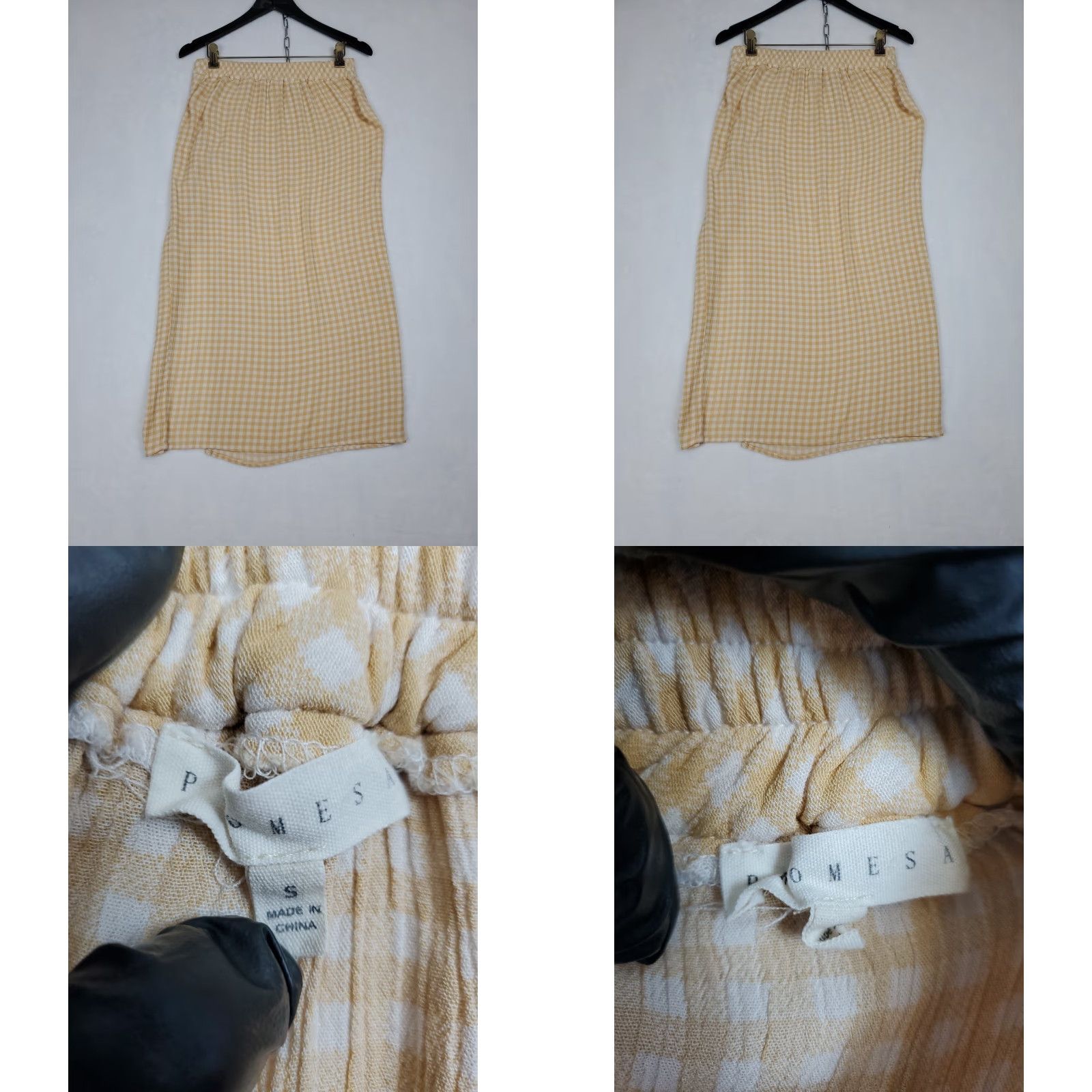 YOKE Promesa Maxi Skirt Orange Gauzy Check Plaid Smocked Yoke SZ S Bohemian Southwestern Long Stretchable Elastic Lined Damaged-Free (Adults) Womens Size 28" / US 6 / IT 42 - 9 Thumbnail