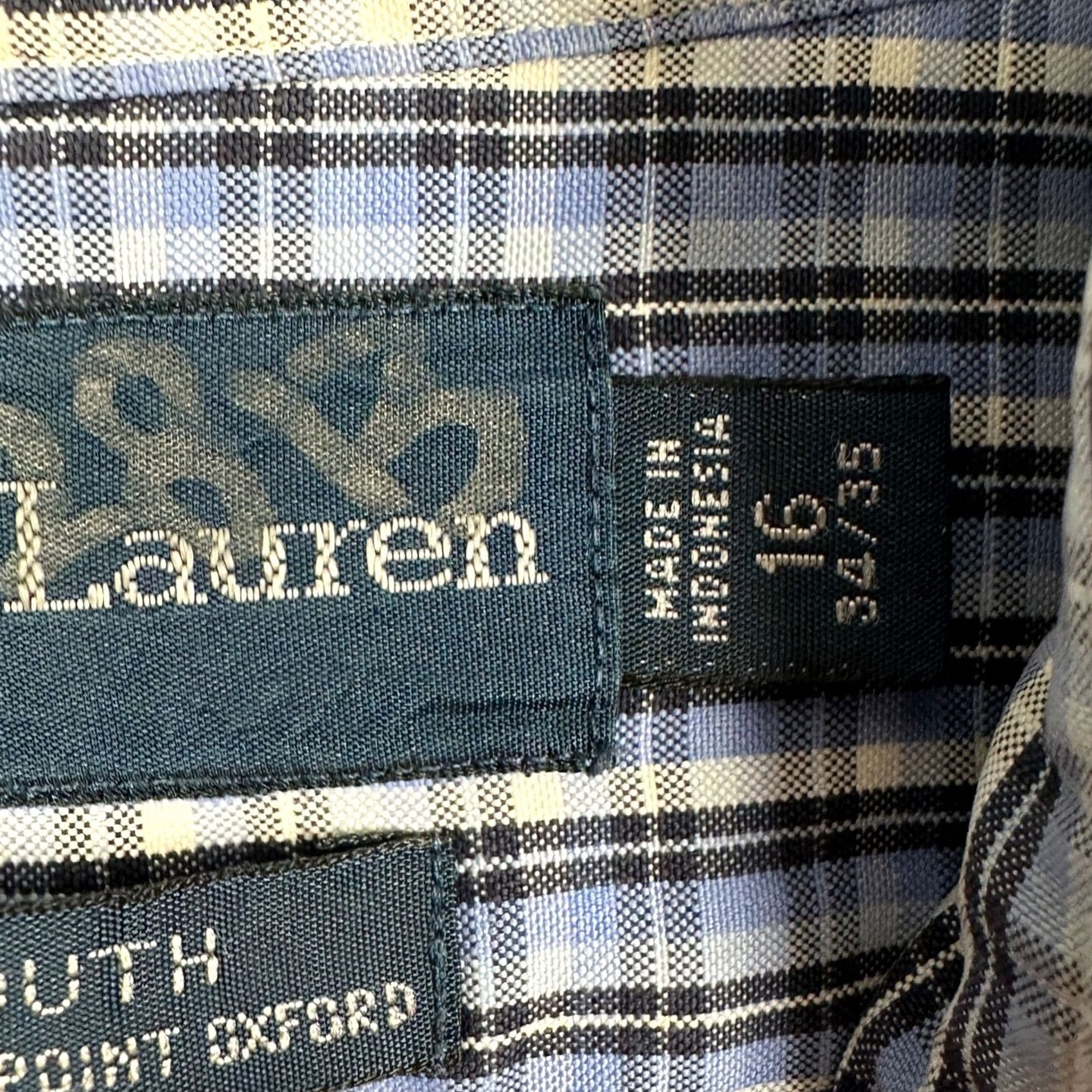 Ralph Lauren Ralph Lauren Mens Shirt Dress 16 34-35 Blue Plaid Oxford Pony Pinpoint Button-Down Collared Long Sleeve 100% Cotton Jeans Office Dress Shirt Size 42R - 5 Thumbnail
