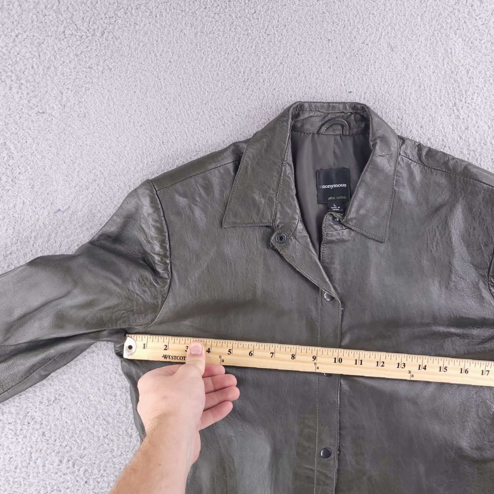 Anonymous Ism Anonymous Leather Jacket Womens L Green Dark Olive Real Genuin Jacket - Basic Style, Regular Size, No Vintage, Womens, Leather Outer Shell Size L / US 10 / IT 46 - 4 Thumbnail