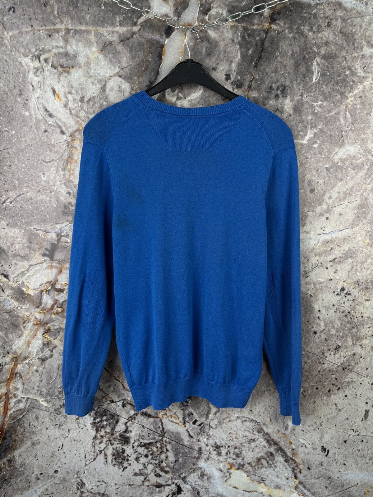 Lacoste Lacoste Blue V-Neck Cotton Sweater with Crocodile Logo Size US L / EU 52-54 / 3 - 10 Thumbnail
