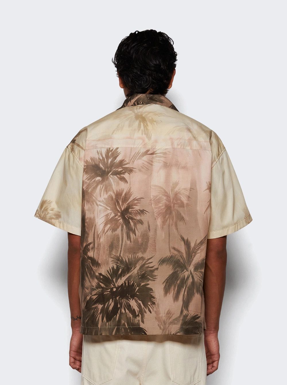 Palm Angels o1mle0226 Sunset Palms Bowling Shirt in Neutrals Size US L / EU 52-54 / 3 - 4 Thumbnail