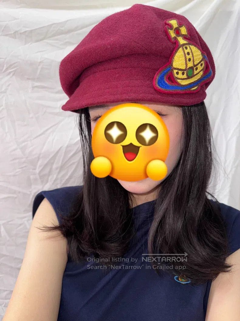Vivienne Westwood Vivienne Westwood Dark Red Saturn Newsboy Cap Size ONE SIZE - 9 Thumbnail