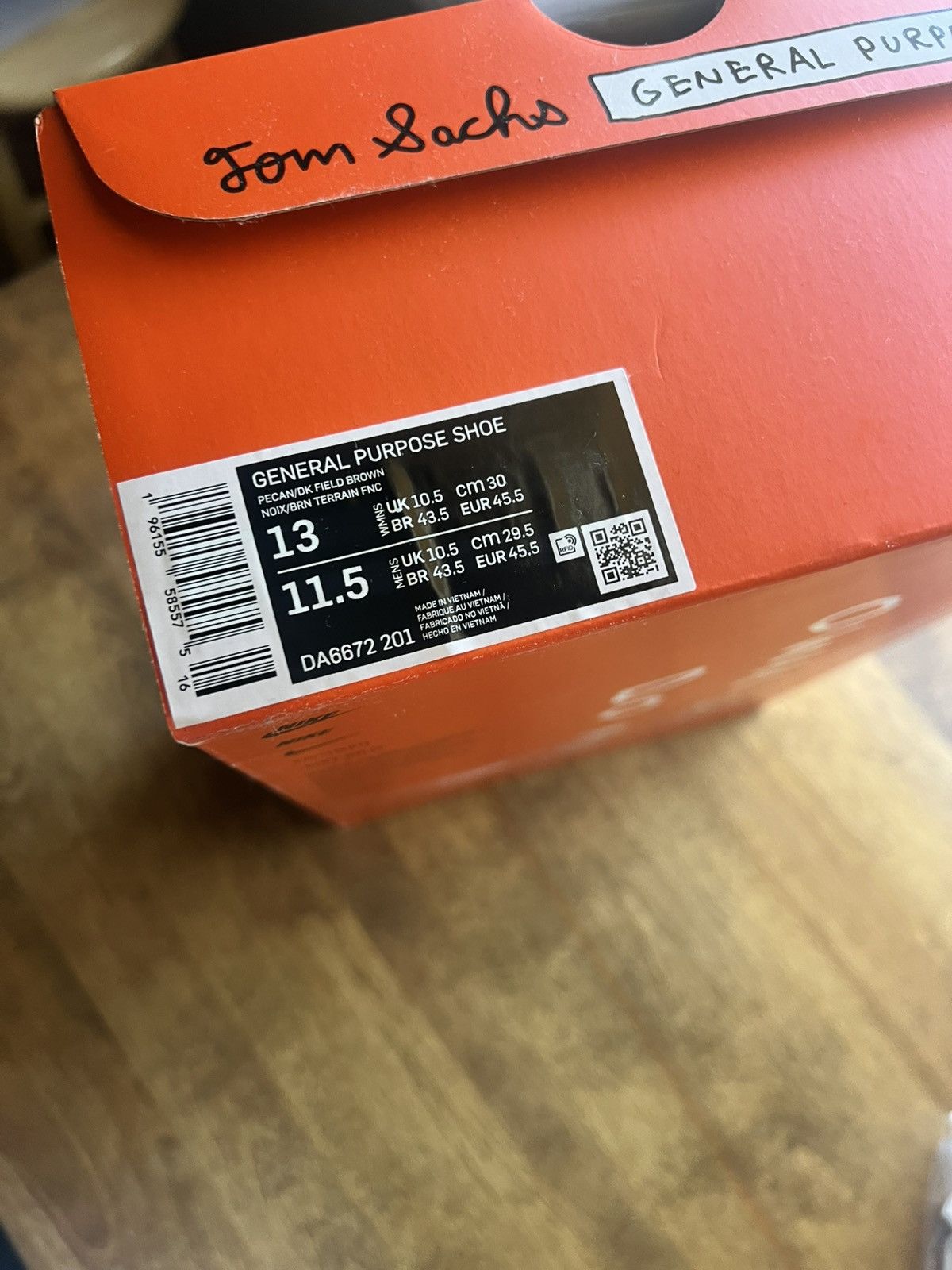 Nike × Tom Sachs Nike Tom Sachs General Purpose Shoe Brown Size US 11.5 / EU 44-45 - 6 Thumbnail