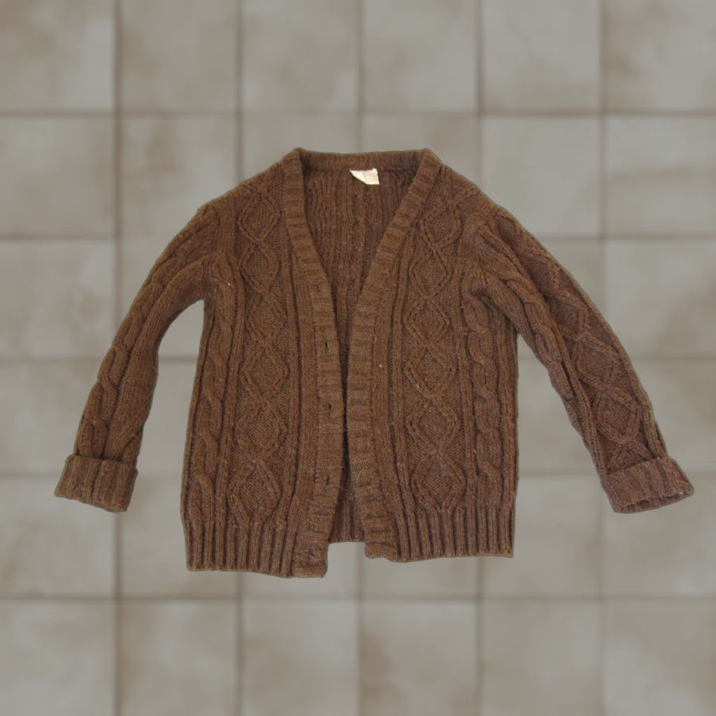 Jantzen VINTAGE Jantzen Cardigan Womens Large Brown Cable Knit Sweater 70s Size L / US 10 / IT 46 - 1 Thumbnail