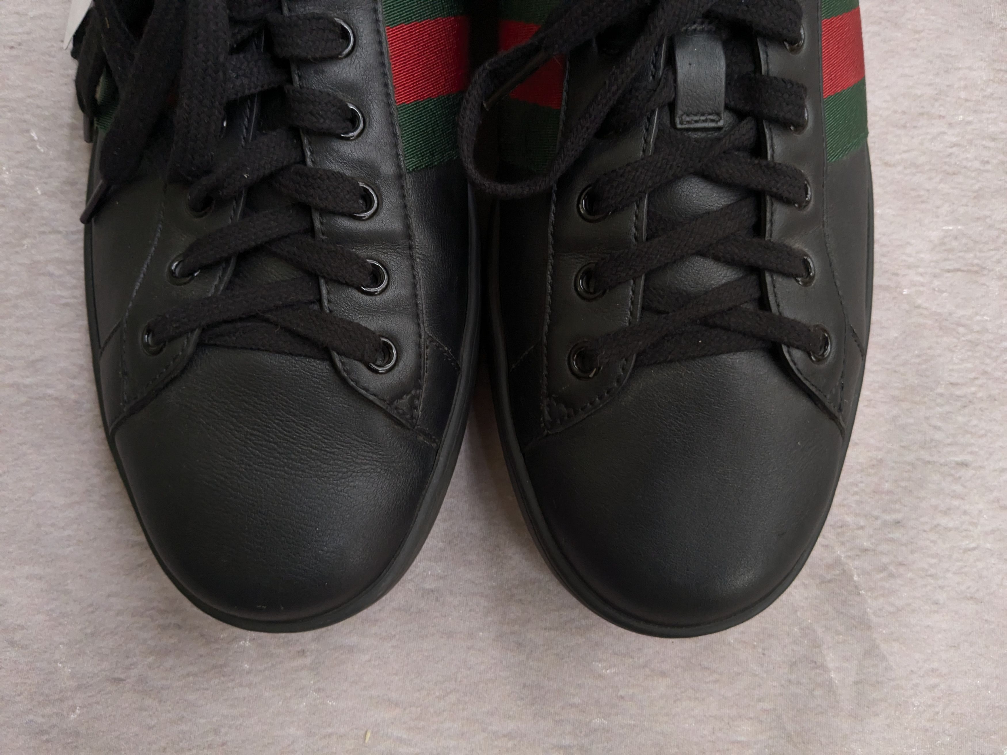 Gucci Gucci Ace Sneakers Black 12.5 Leather Low Tops Web Size US 12.5 / EU 45-46 - 5 Thumbnail