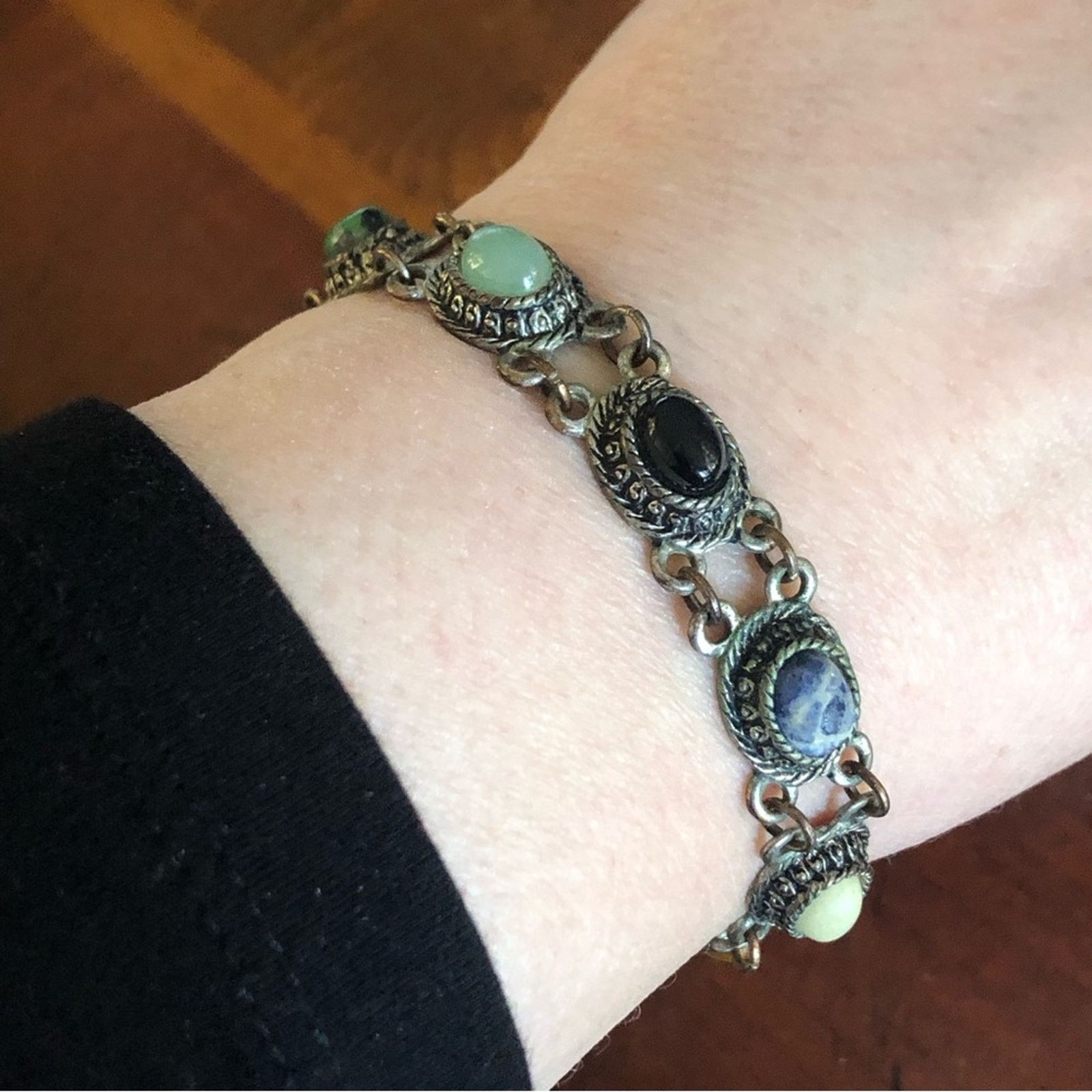 Vintage Vintage natural stone cabochon link bracelet Size ONE SIZE - 1 Thumbnail