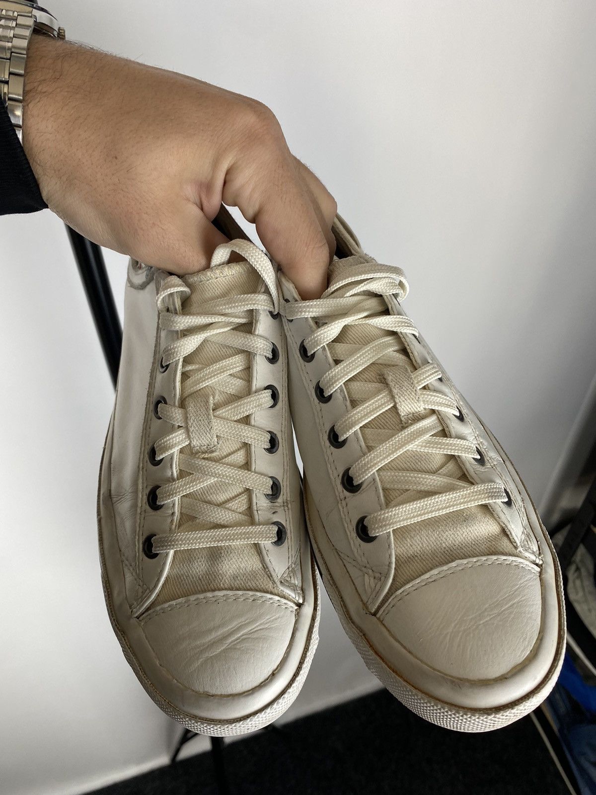Diesel × Vintage 🔥Diesel Avant Garde White Leather Punk Sneakers 9/40 size Size US 9 / EU 42 - 4 Thumbnail