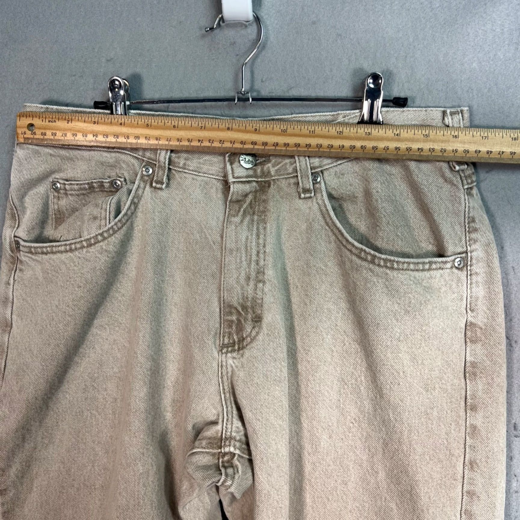 Lee VINTAGE Lee Jeans Men Beige Denim 34 Regular 29 Inseam 5-Pocket Straight Fit Pants Beige Lee Jeans Mens 90s Style Size US 34 / EU 50 - 5 Thumbnail