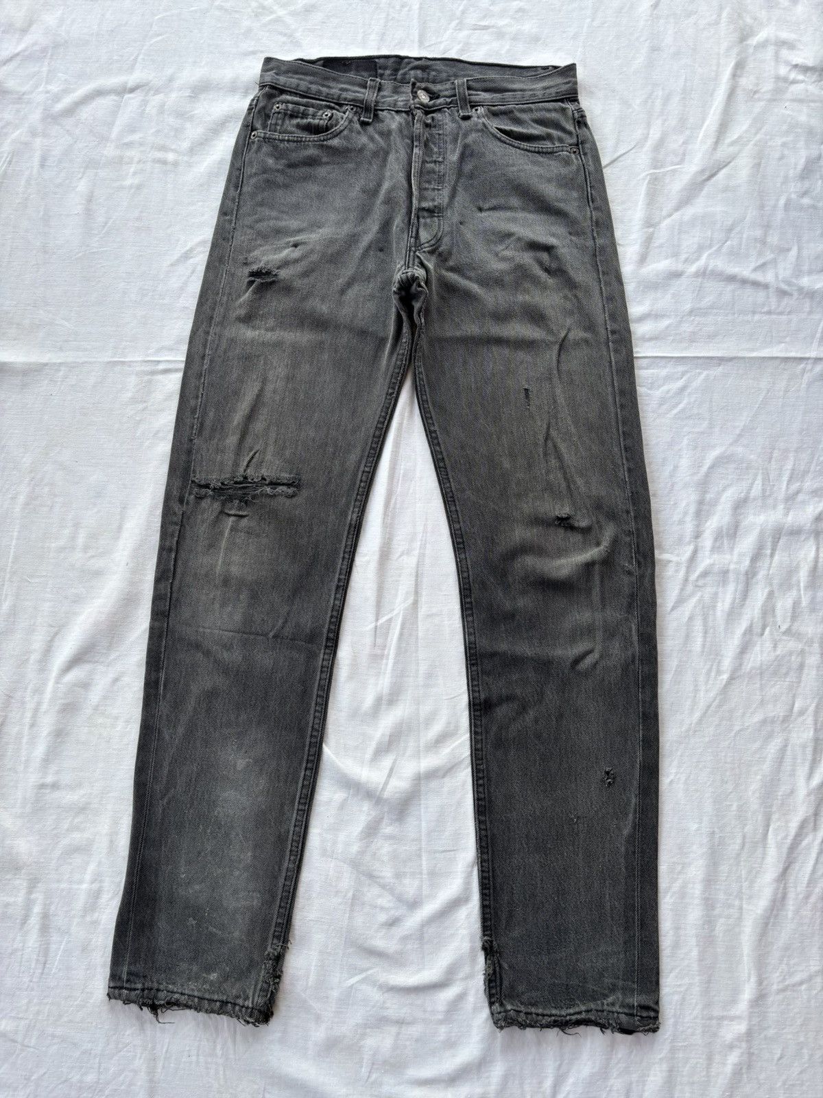 Kapital Vintage Levis 501 MADE IN USA Faded Black Distress Denim Size US 30 / EU 46 - 7 Thumbnail