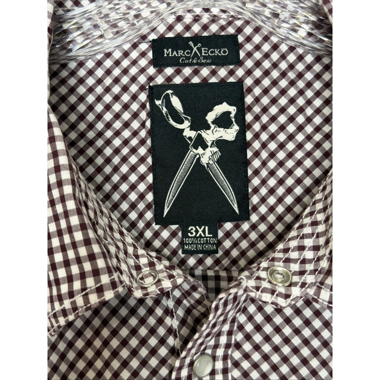 Marc Ecko Marc Ecko Gingham Shirt Men's 3XL Snap Front Long Sleeve Size US XXL / EU 58 / 5 - 8 Thumbnail