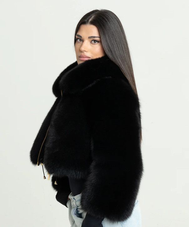 Other Women’s Midnight Short Black Fox Fur Jacket Size L / US 10 / IT 46 - 2 Thumbnail