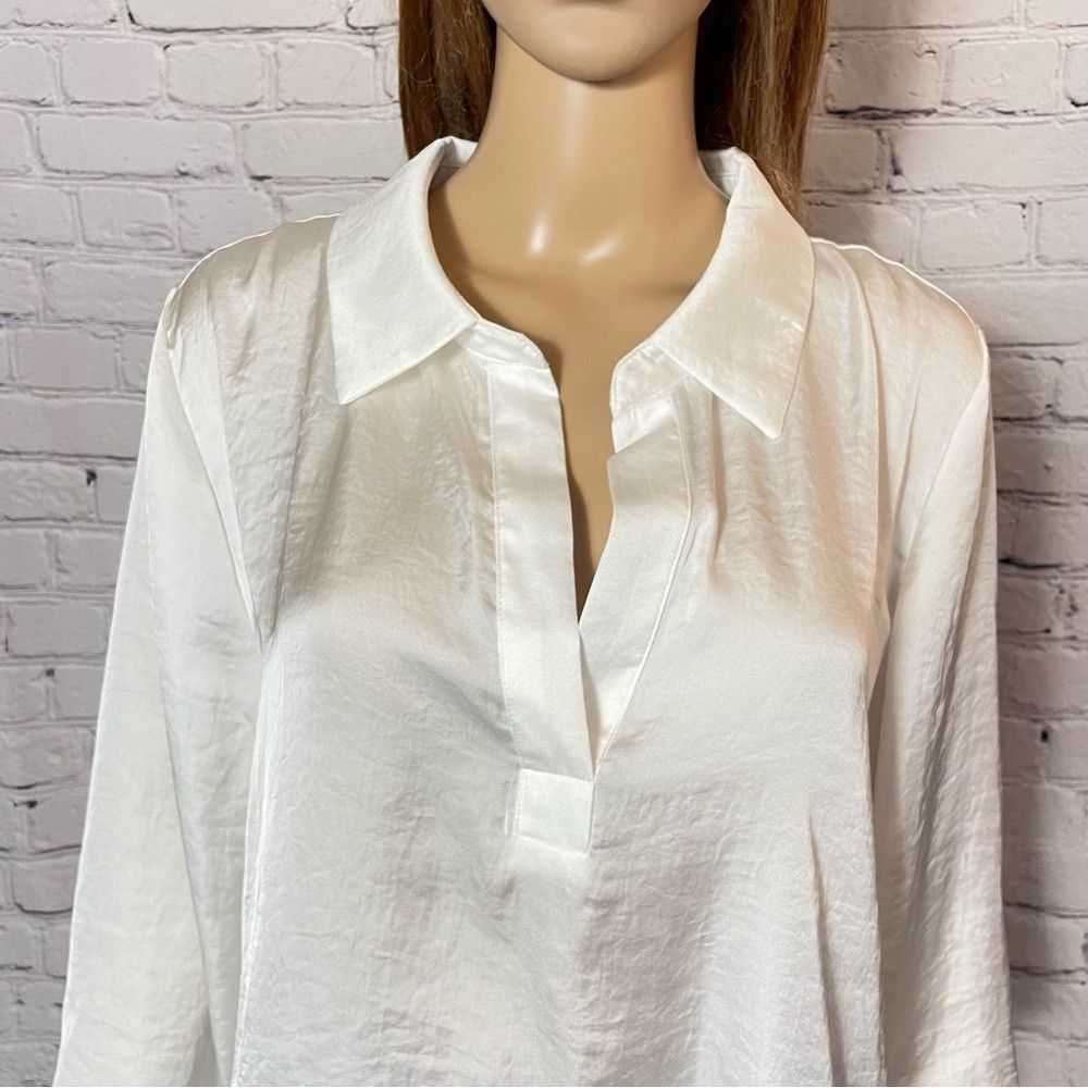Other Attitudes by Renee Washed Poly Silk Collared Shirt Size 16 Size XXL / US 16-18 / IT 52-54 - 9 Thumbnail