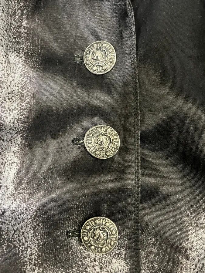 Roberto Cavalli × Vintage 2000s Roberto Cavalli Silver Paint Black Blazer Size M / US 6-8 / IT 42-44 - 8 Thumbnail