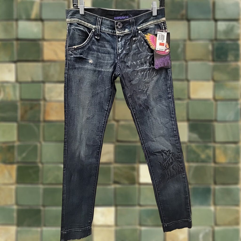 Miss Sixty VINTAGE Miss Sixty Jeans Women 28 Blue 31x34 NWT Y2K Graphics Straight/Skinnny Leg Size 28" / US 6 / IT 42 - 1 Thumbnail