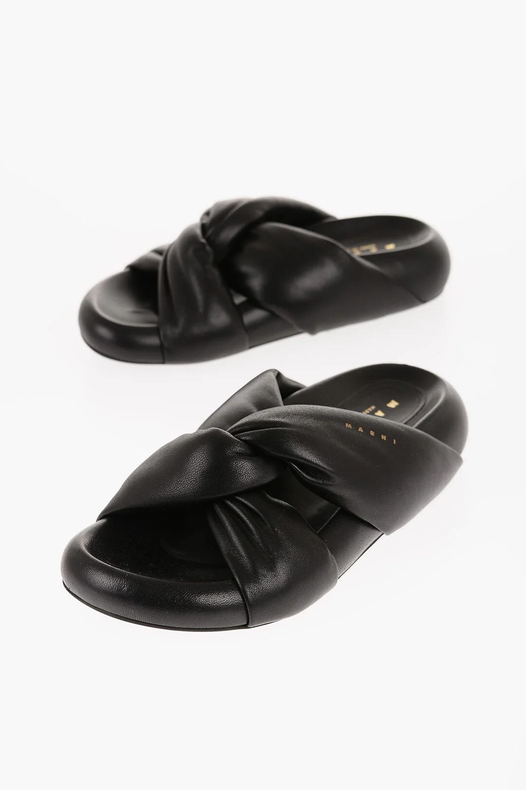 Marni og1mm0326 Padded Leather Sandals in Black Size US 5 / IT 35 - 5 Thumbnail