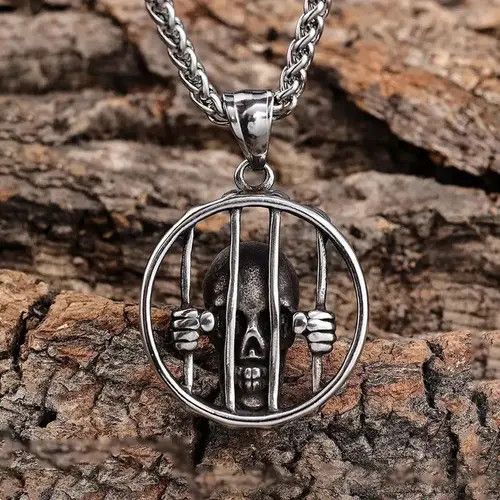 Jewelry Steel Cage Skull Pendant Necklace Size ONE SIZE - 3 Thumbnail