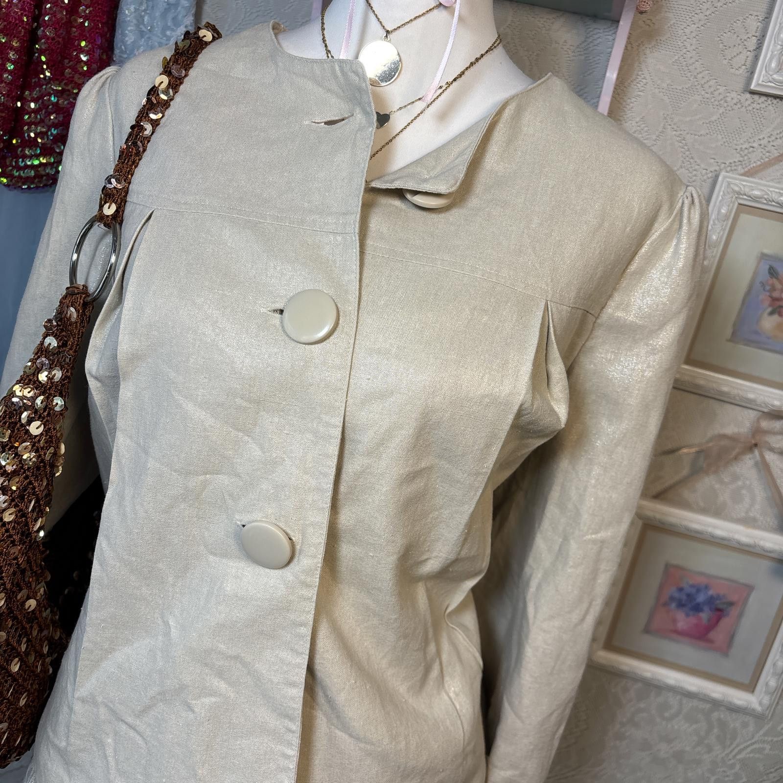 Other y2k shimmery gold office siren pea coat Size XL / US 12-14 / IT 48-50 - 2 Thumbnail