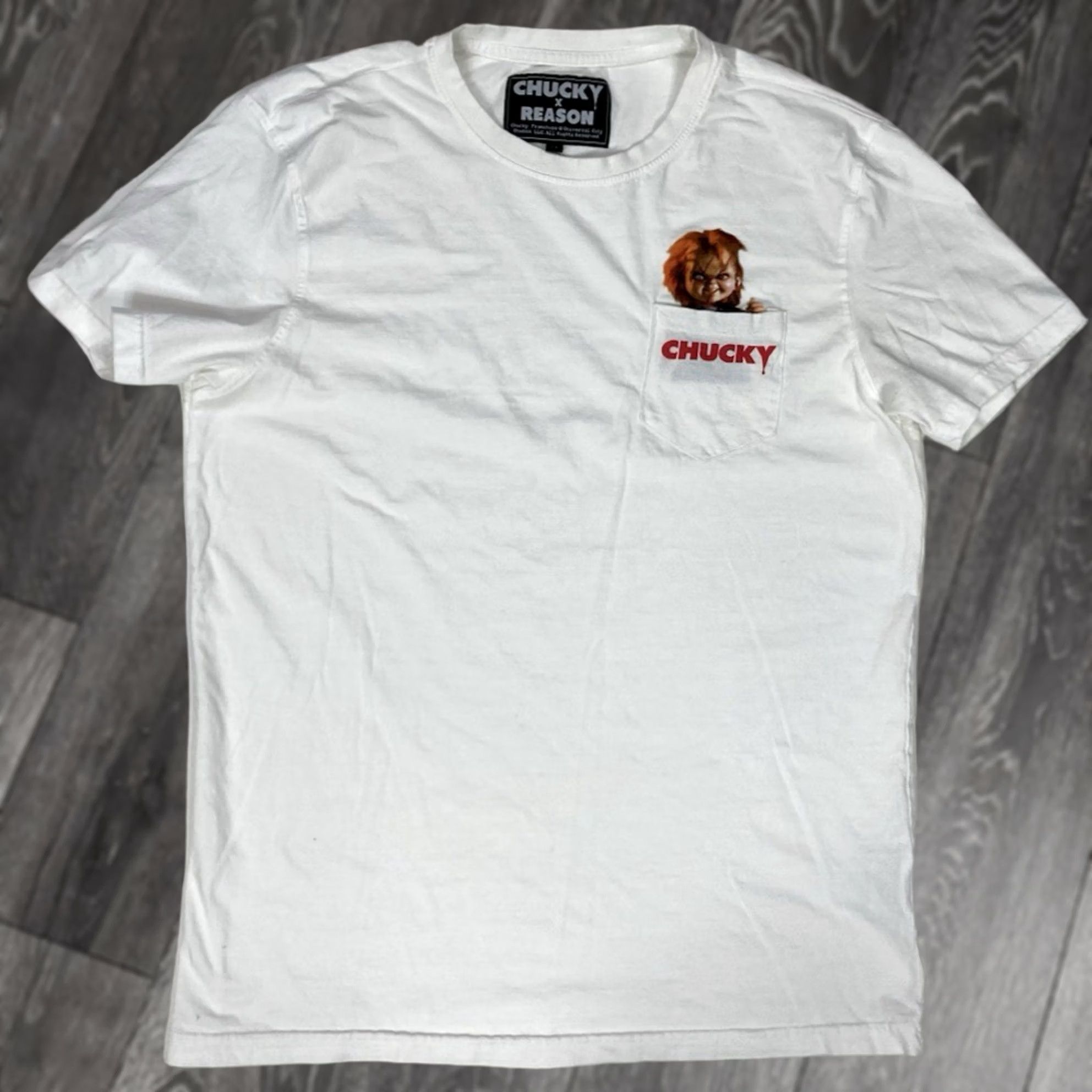 Reason Reason Chucky Graphic Pocket T-shirt Men Medium White Short Sleeve Movie Size US M / EU 48-50 / 2 - 1 Thumbnail