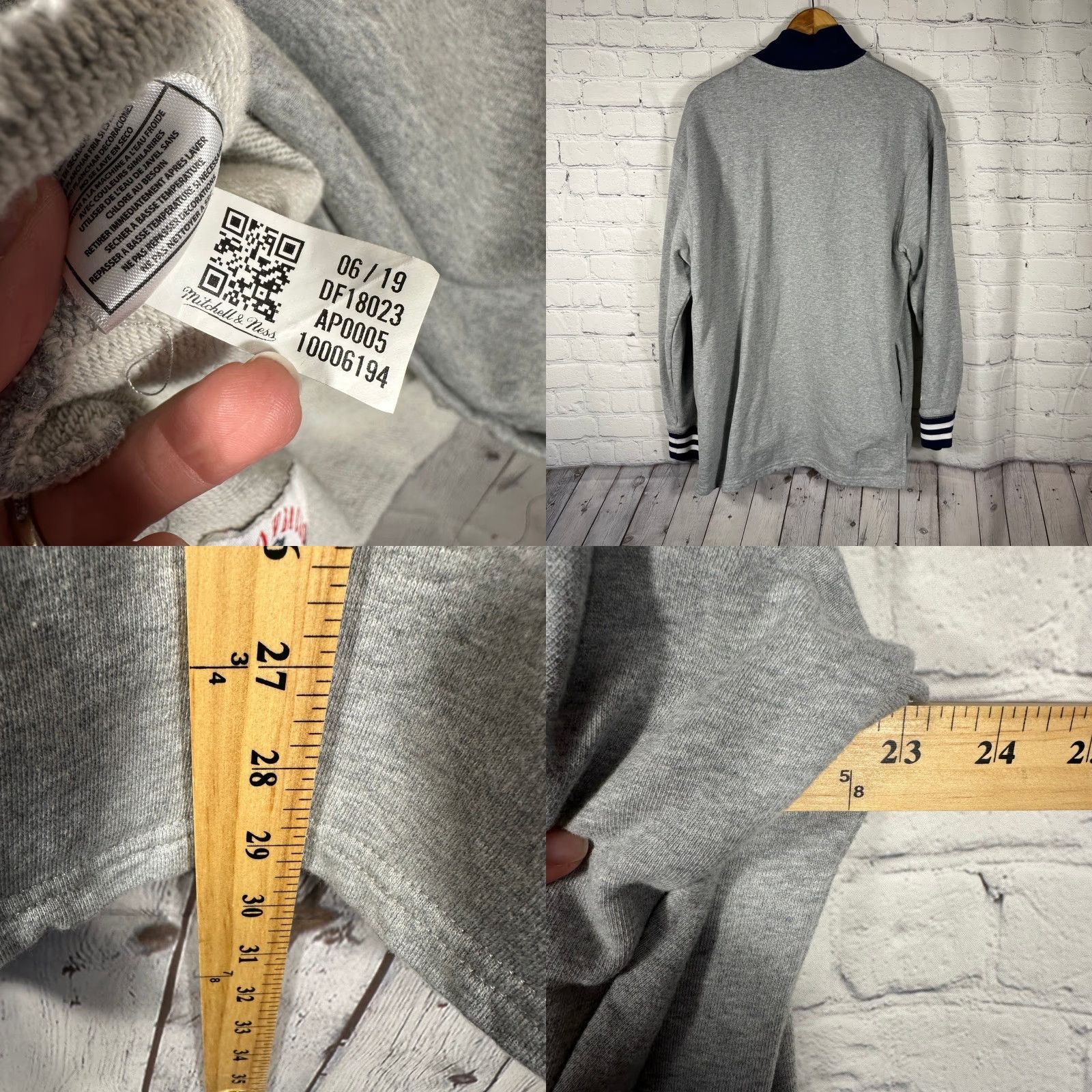 Mitchell & Ness Mitchell & Ness Green Bay Packers Quarter Zip Sweatshirt Gray Mens L AP0005 Size US L / EU 52-54 / 3 - 8 Thumbnail