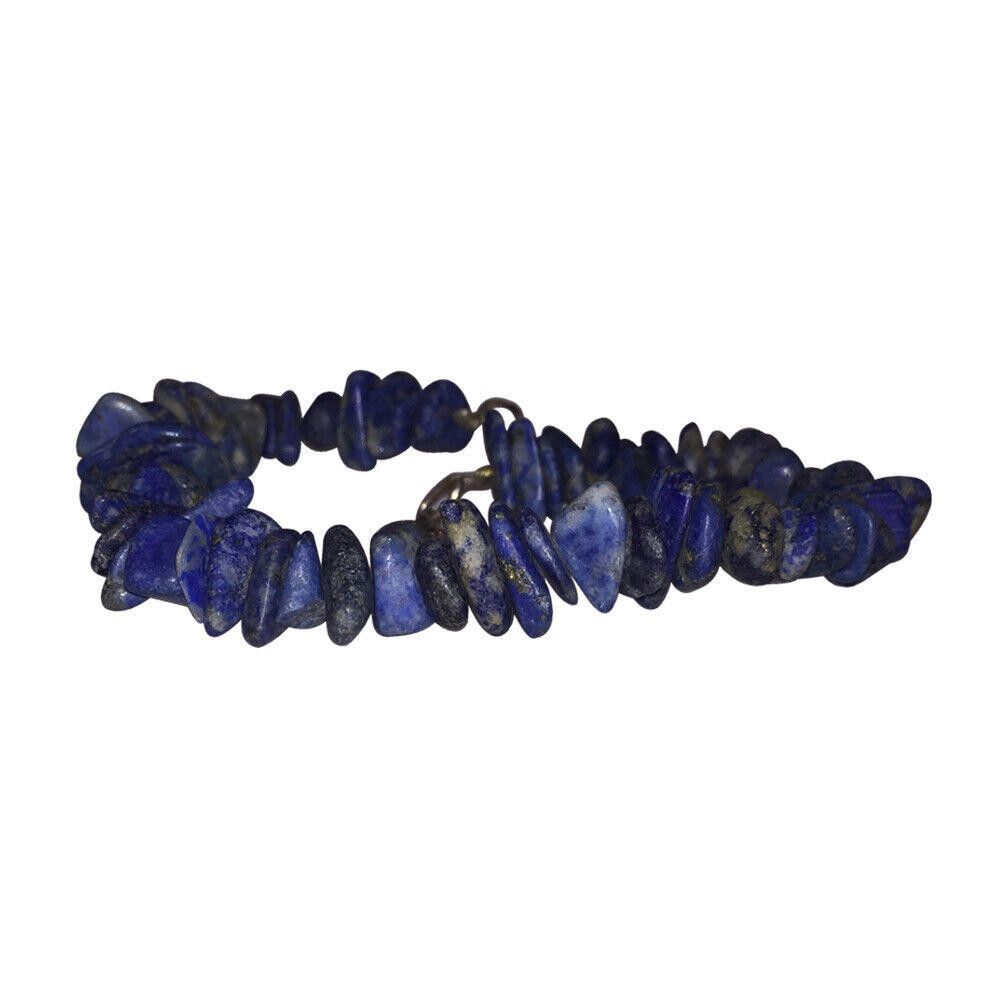Handmade Sterling Silver and Lapis Lazuli Chip Bead Bracelet Size ONE SIZE - 1 Thumbnail